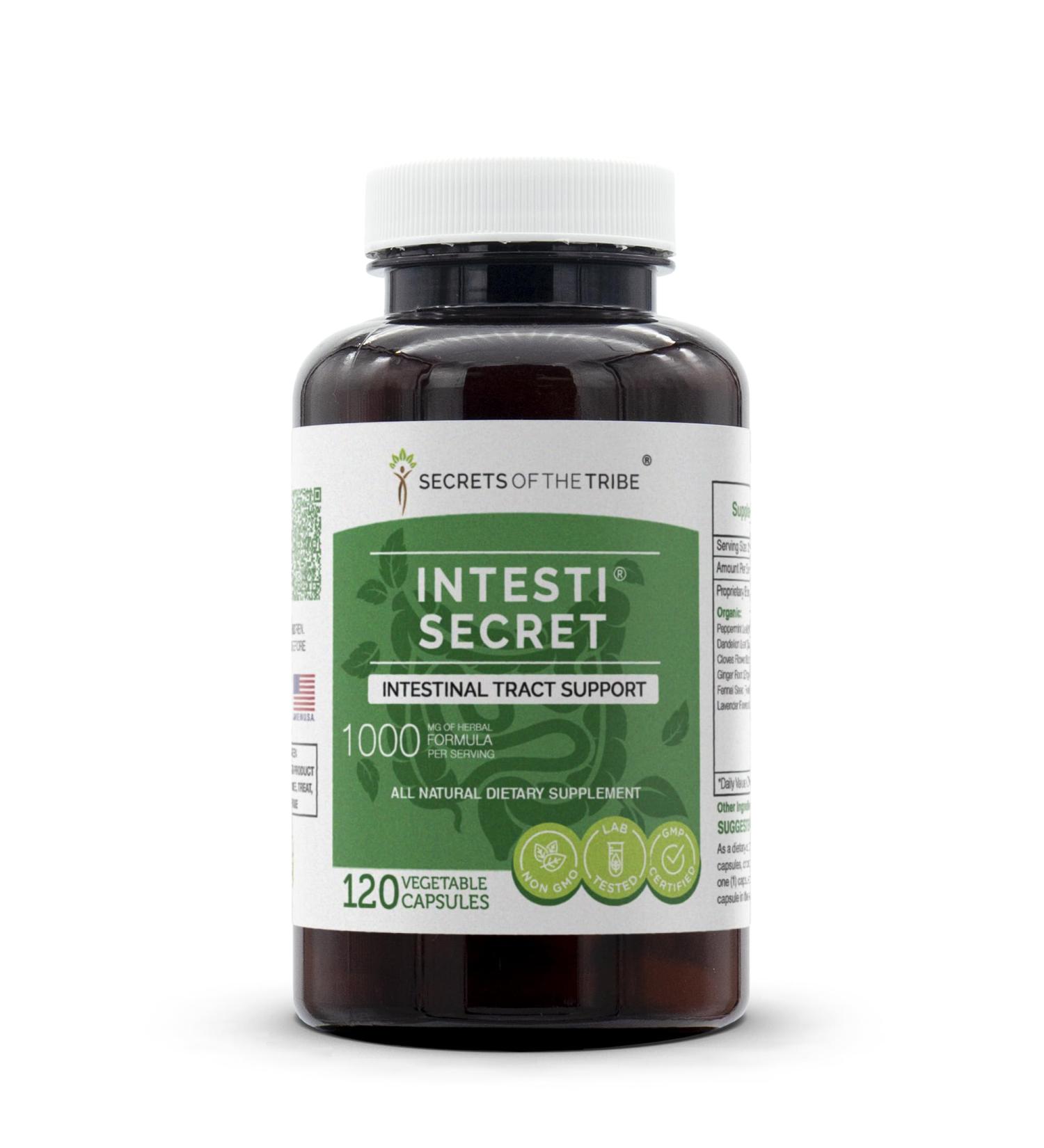Secrets of the Tribe Intesti Secret, 120 Capsules, 1000 mg, Peppermint, Dandelion, Cloves, Ginger, Fennel Seed, Lavender. Intestinal Tract Support 120 Capsules 120 Count (Pack of 1) - Buy Online on GoSupps.com
