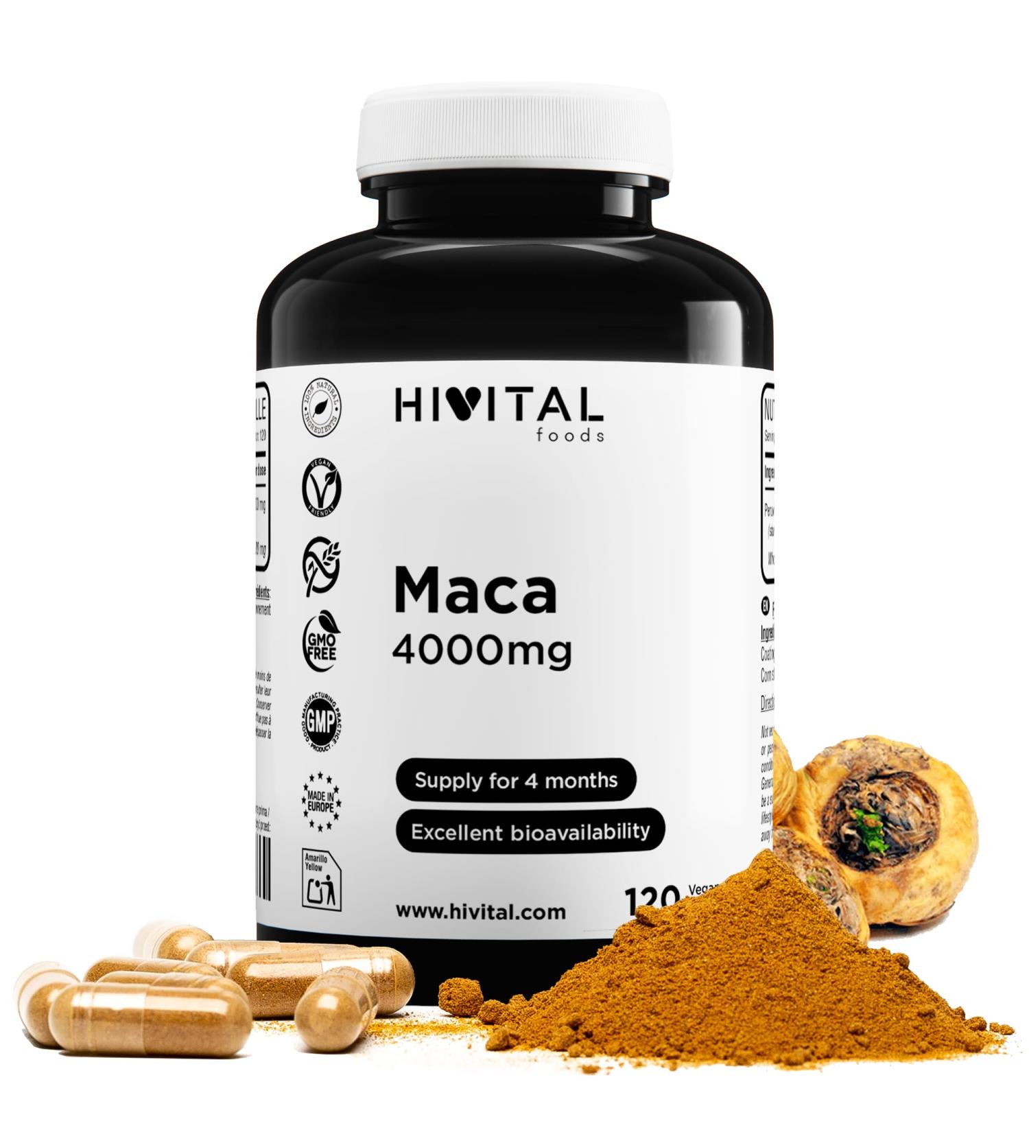 Peruvian Maca Extract Concentrate 4000mg | 120 Veggie Capsules | Helps with Energy Athletic Performance Memory Immune System & Hormone Imbalances - Buy Online on GoSupps.com