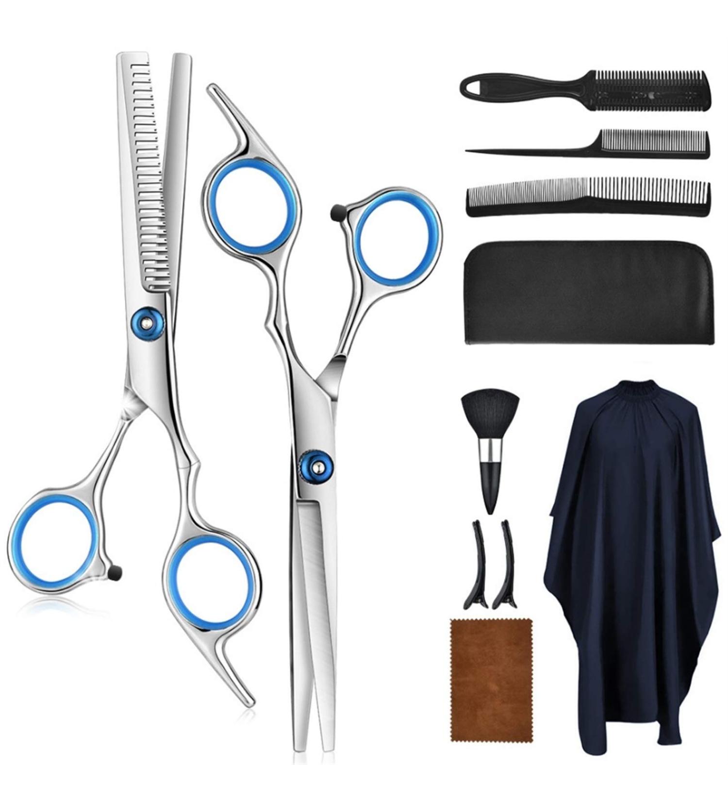 10pcs Hair Scissors Hair Scissors Professional Hairdressing Scissors Kit Hair Cutting Scissors With Hairbrush Hair Clip Cape Grooming Comb - Buy Online on GoSupps.com