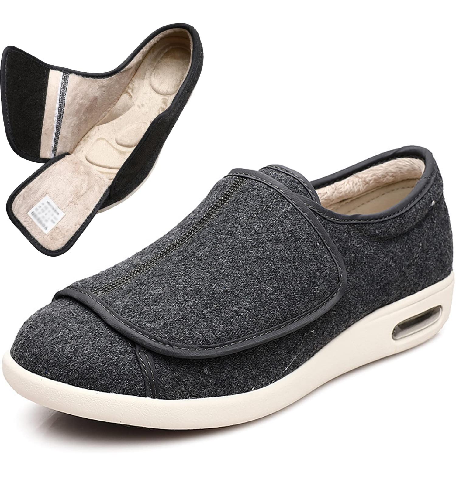 DHIJUPNG Arthritis Swollen Feet Diabetic Shoes | Extra Wide Comfortable Winter Plush Sneakers | Men 9/Women 10 Dark Grey - Buy Online on GoSupps.com