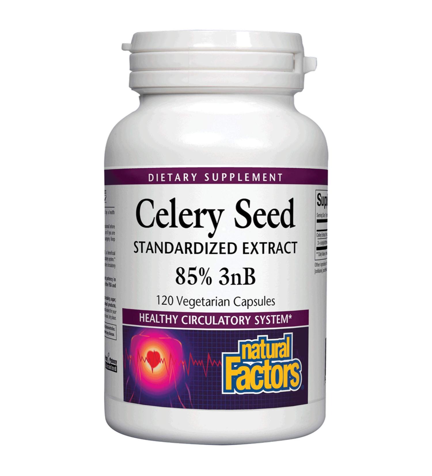 Natural Factors Celery Seed Extract 120 Veg Capsules - Standardized Herbal Supplement - Buy Online on GoSupps.com