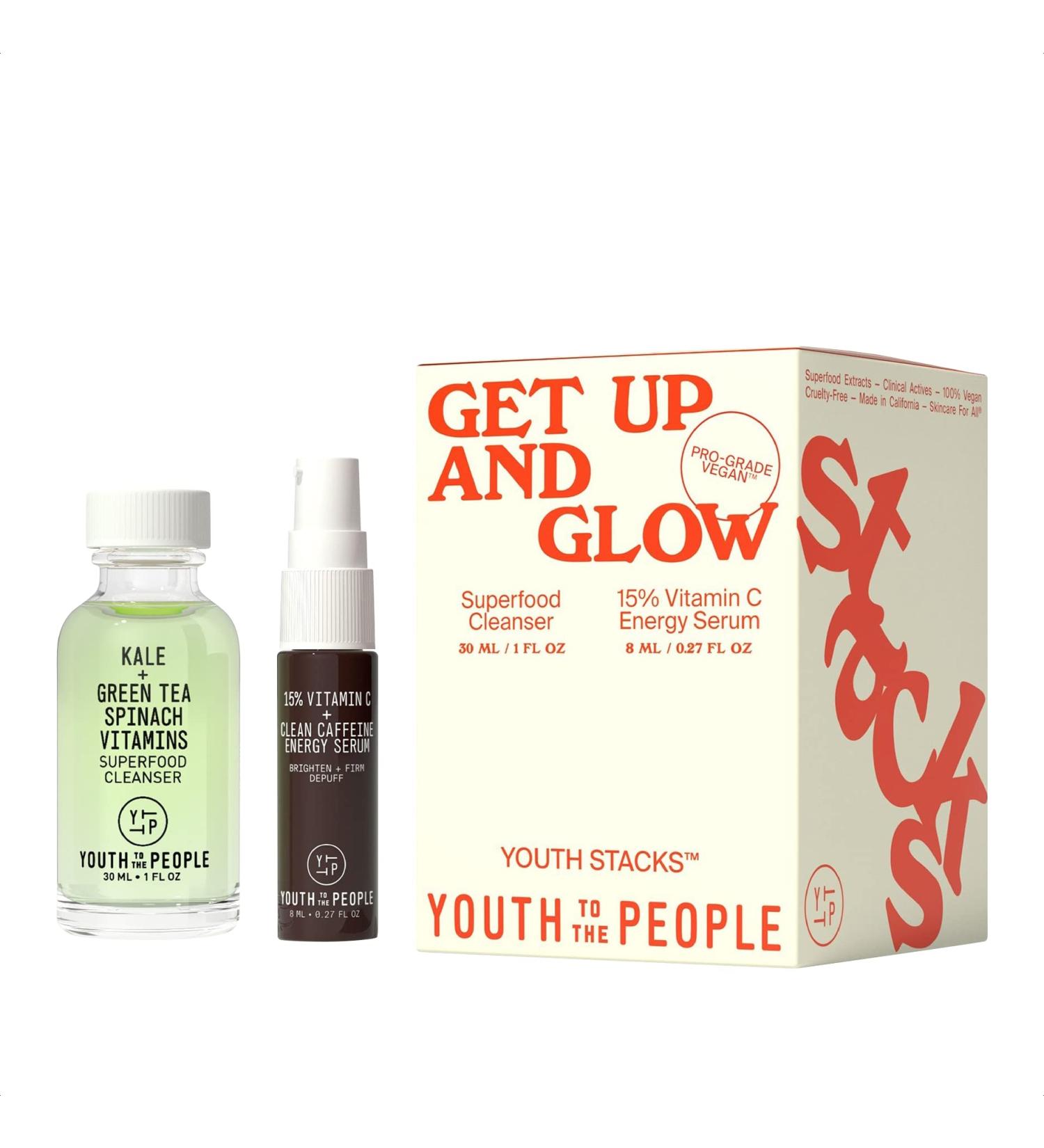 Youth To The People Youth Stacks Get Up + Glow Morning Skincare Kit - Superfood Cleanser + Vitamin C Serum - Vegan - Buy Online on GoSupps.com