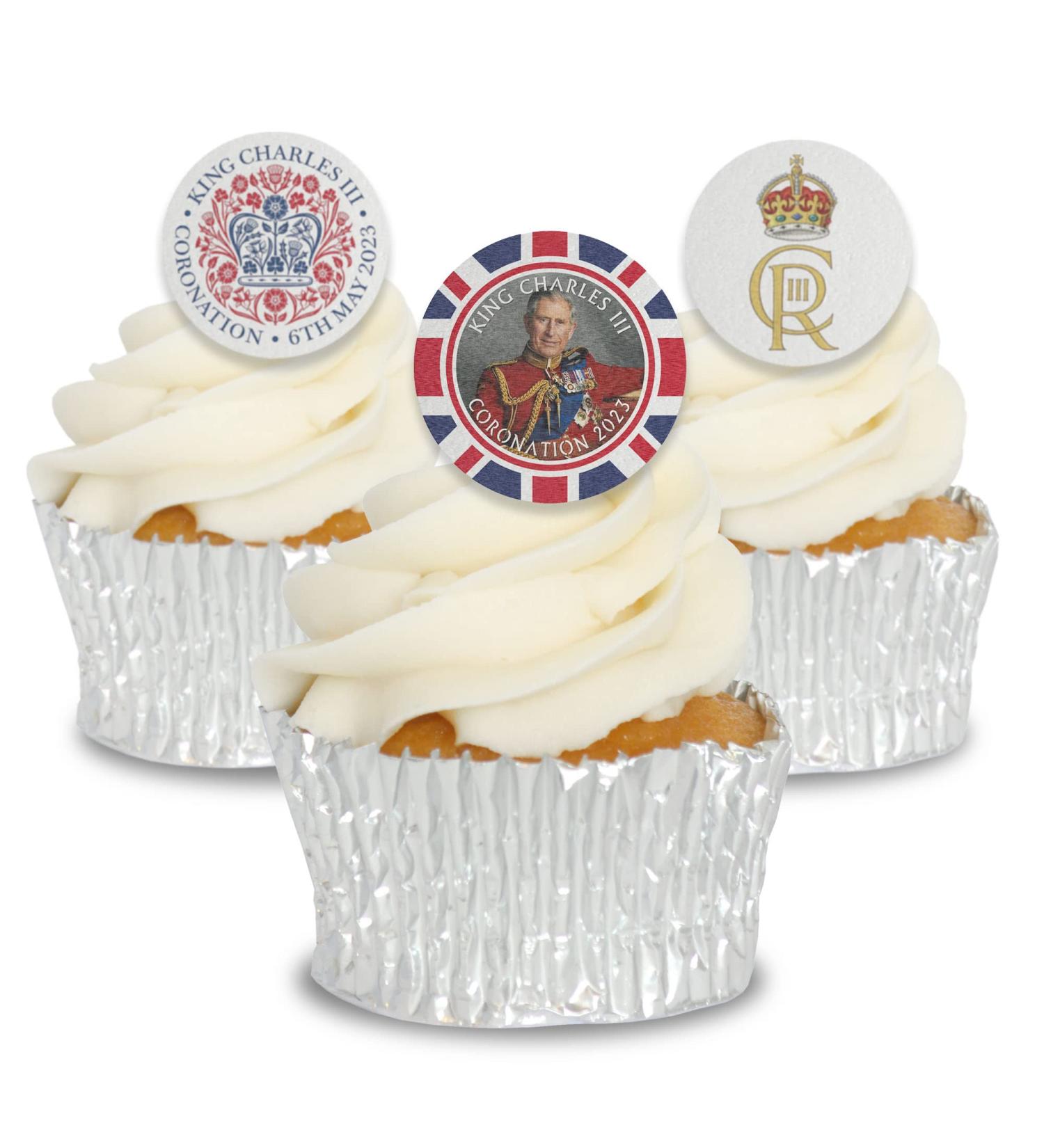 Edible Wafer Coronation Pre-Cut Cupcake Toppers - 24pc