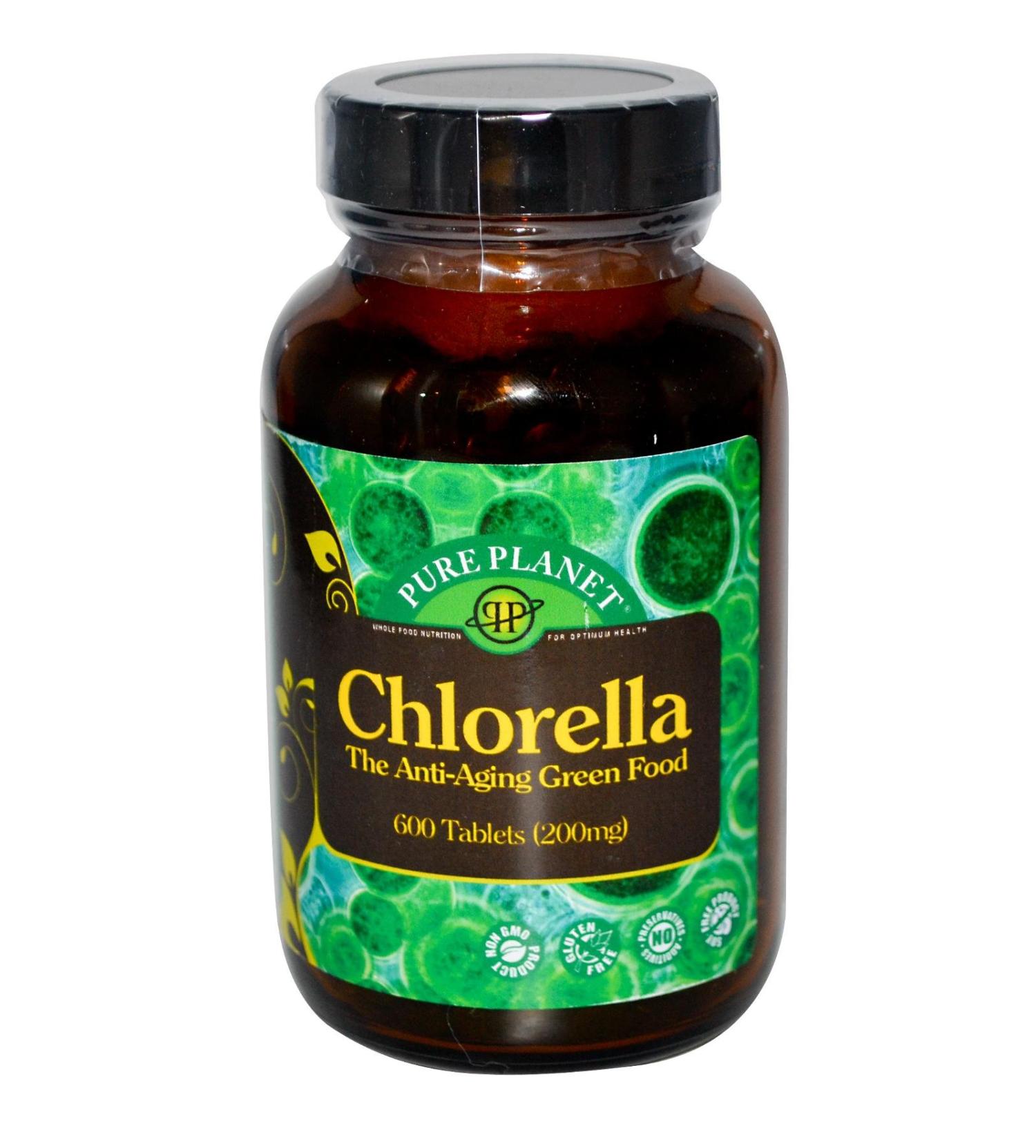 Pure Planet Premium Cracked Cell Chlorella 200 mg 600 Tablets
