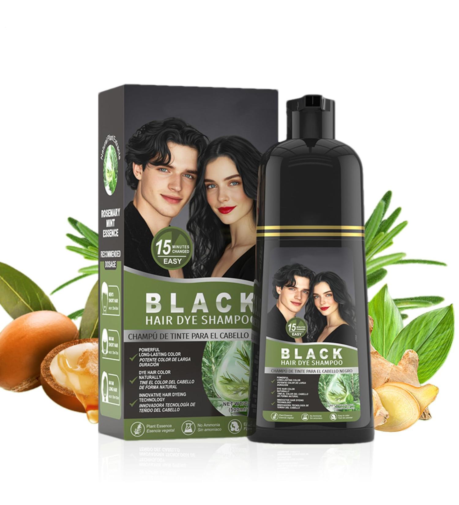 Moisturizing Hair Dye Shampoo Anti-Gray Formula Instant Gray Coverage Scented Daily Care Long Lasting Color Black/Grey Ideal for Home Salon Men Women Use - Buy Online on GoSupps.com