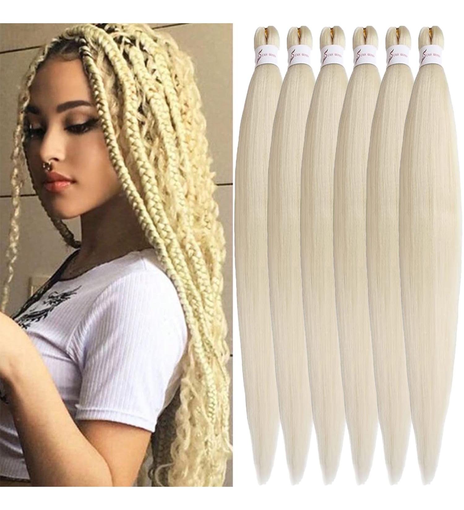 Xusuperb Pre-Stretched 30-Inch Blonde Braiding Hair Extensions - 6 Pack Soft Kanekalon Yaki Braids (613#) for Easy Braiding - Ideal for Single Braids - Buy Online on GoSupps.com