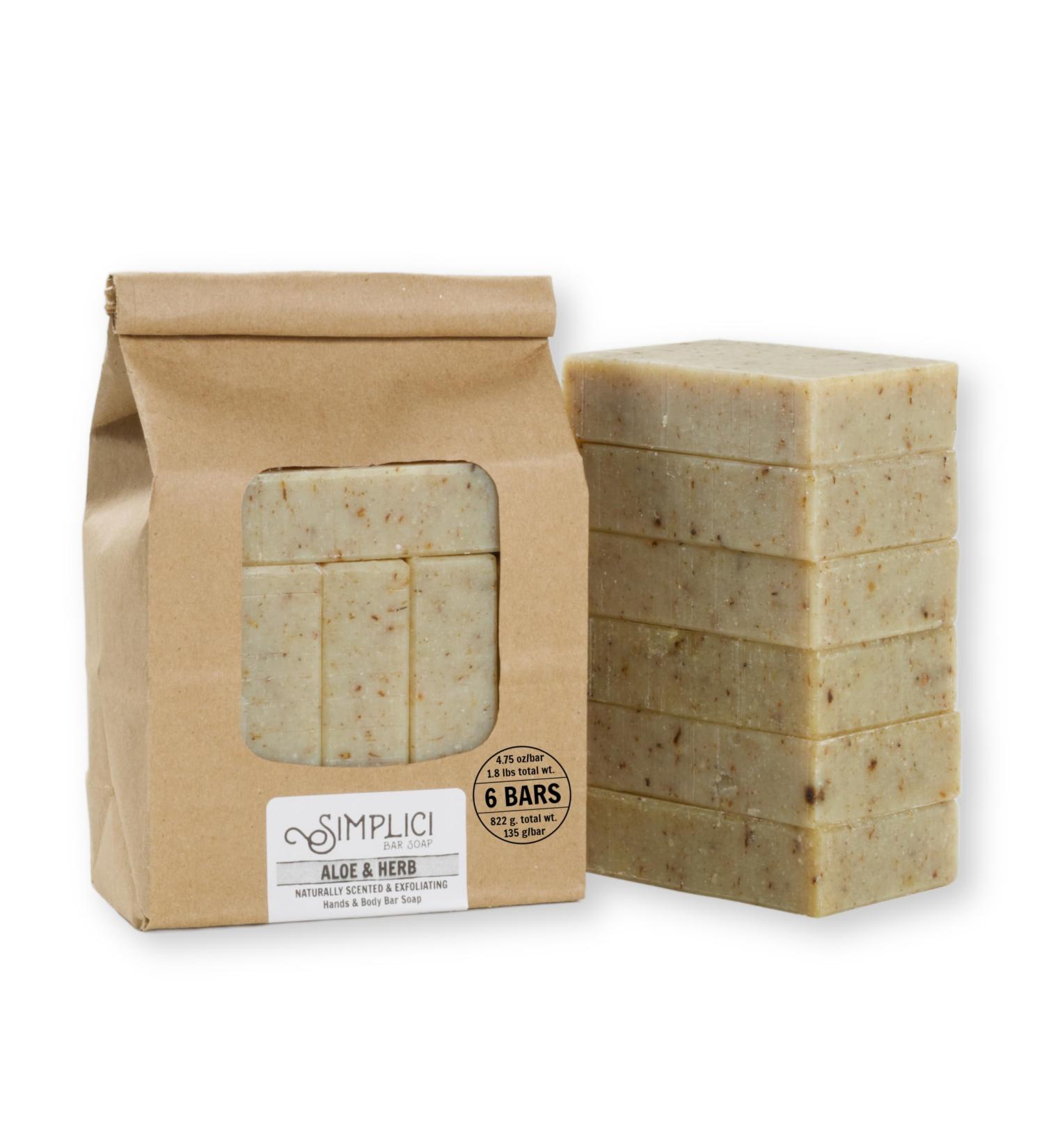Aloe & Herb Natural Exfoliating Soap - 6 Bar Value Bag | Palm Free & Essential Oils | International Shipping - Buy Online on GoSupps.com