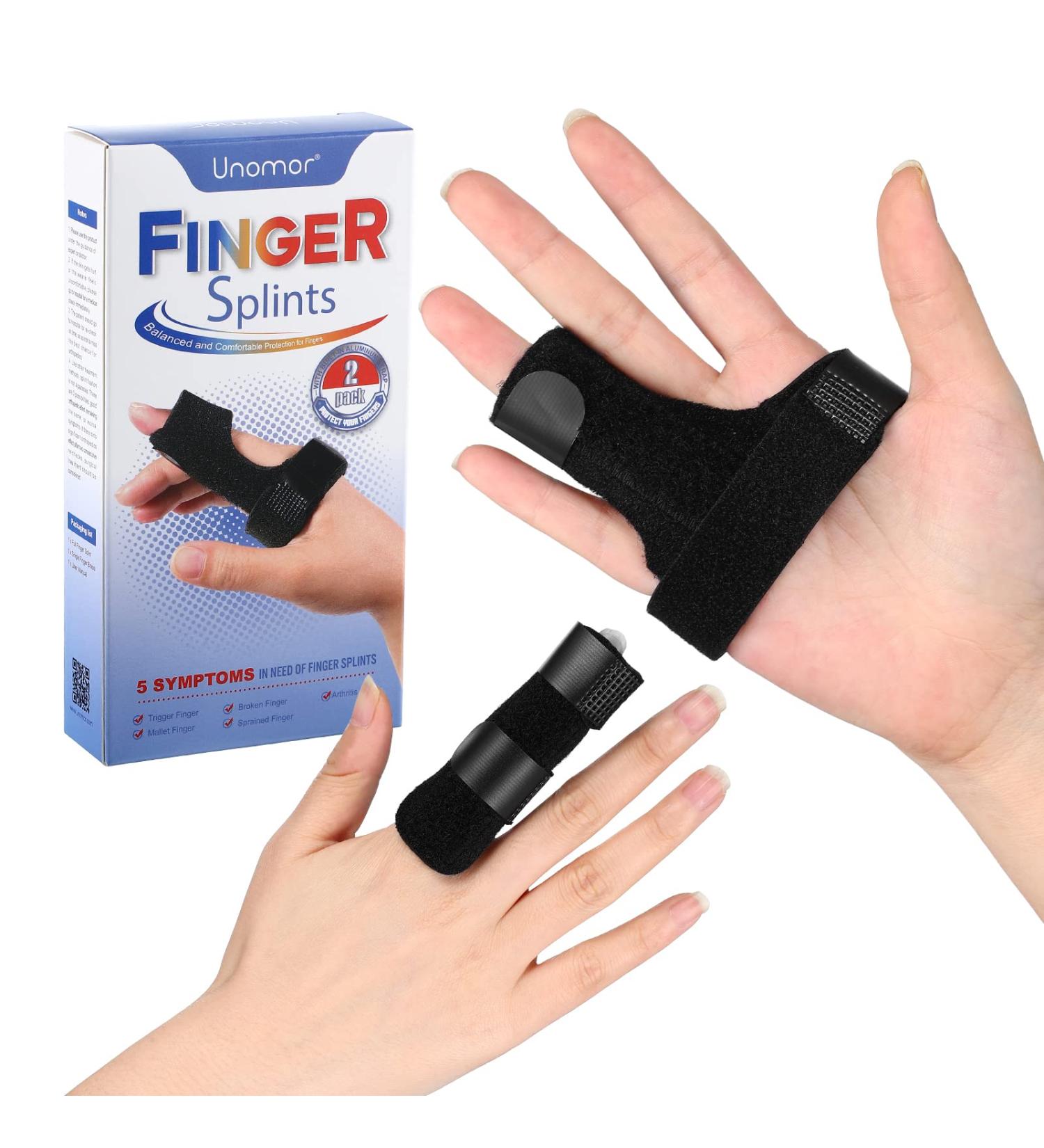 Trigger Finger Splint Brace - 2 Pack Adjustable Support for Right & Left Hand - Alleviates Finger Locking, Popping, Bending, Stiffness, Tendon Release & Pain - Pinky, Ring, Middle, Index Support - Buy Online on GoSupps.com