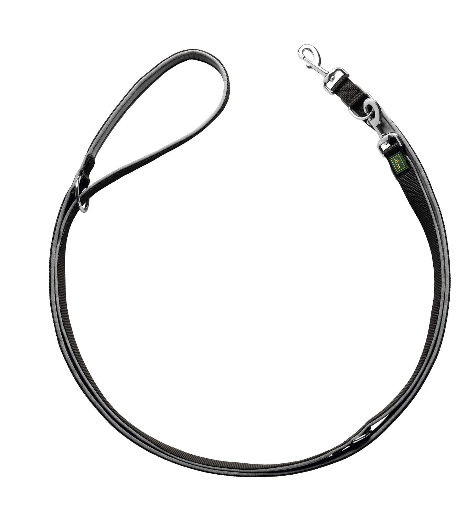 HUNTER Adjustable Leash Neoprene 20/300 Black/Grey 2.0 x 300 cm black/grey