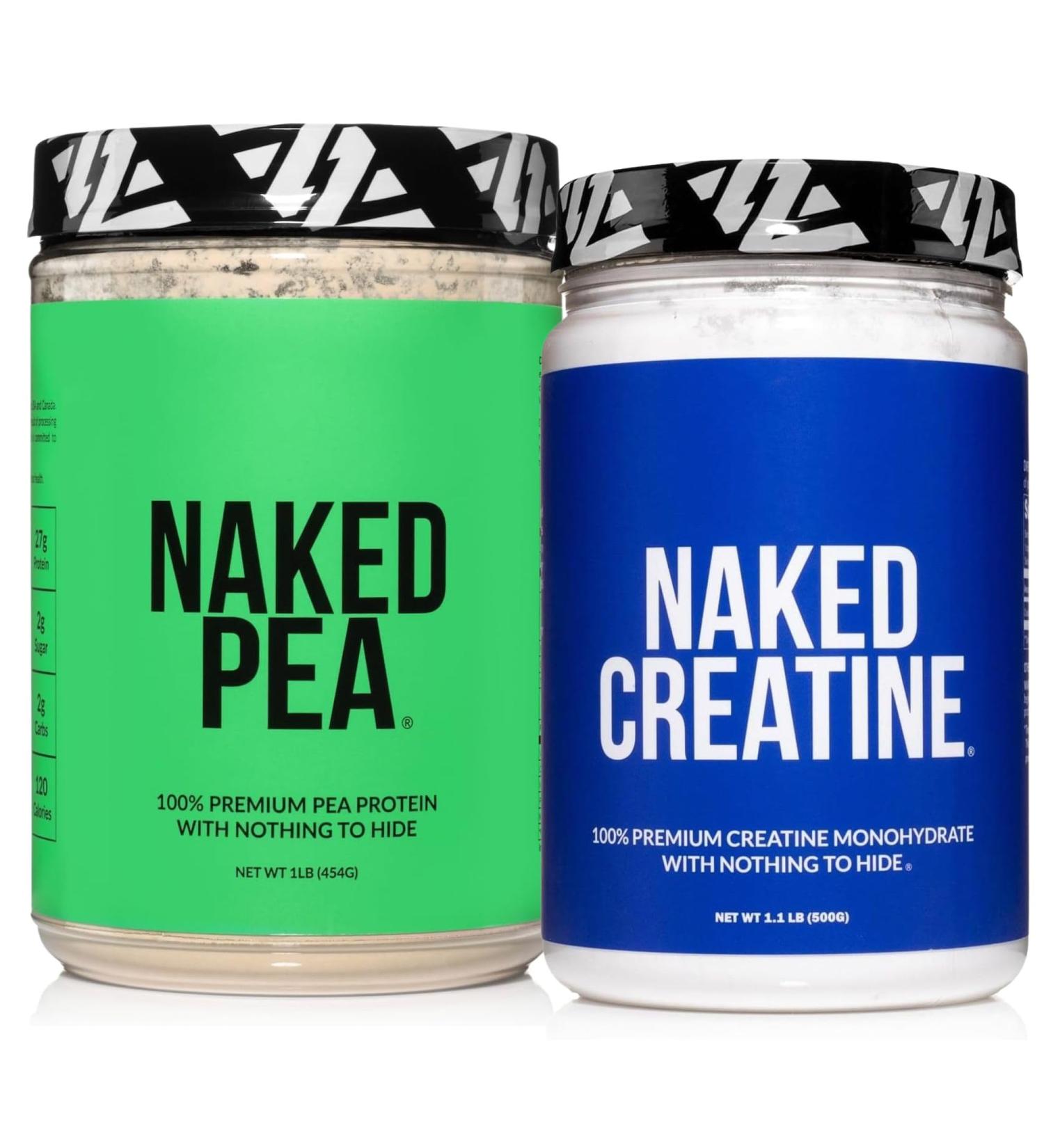 NAKED Pea Protein Isolate (15 Servings) Pure Micronized Creatine Monohydrate 500g (100 Servings) Plant-Based Vegan Bulk Non-GMO Gluten Free Soy Free Unflavored - Buy Online on GoSupps.com