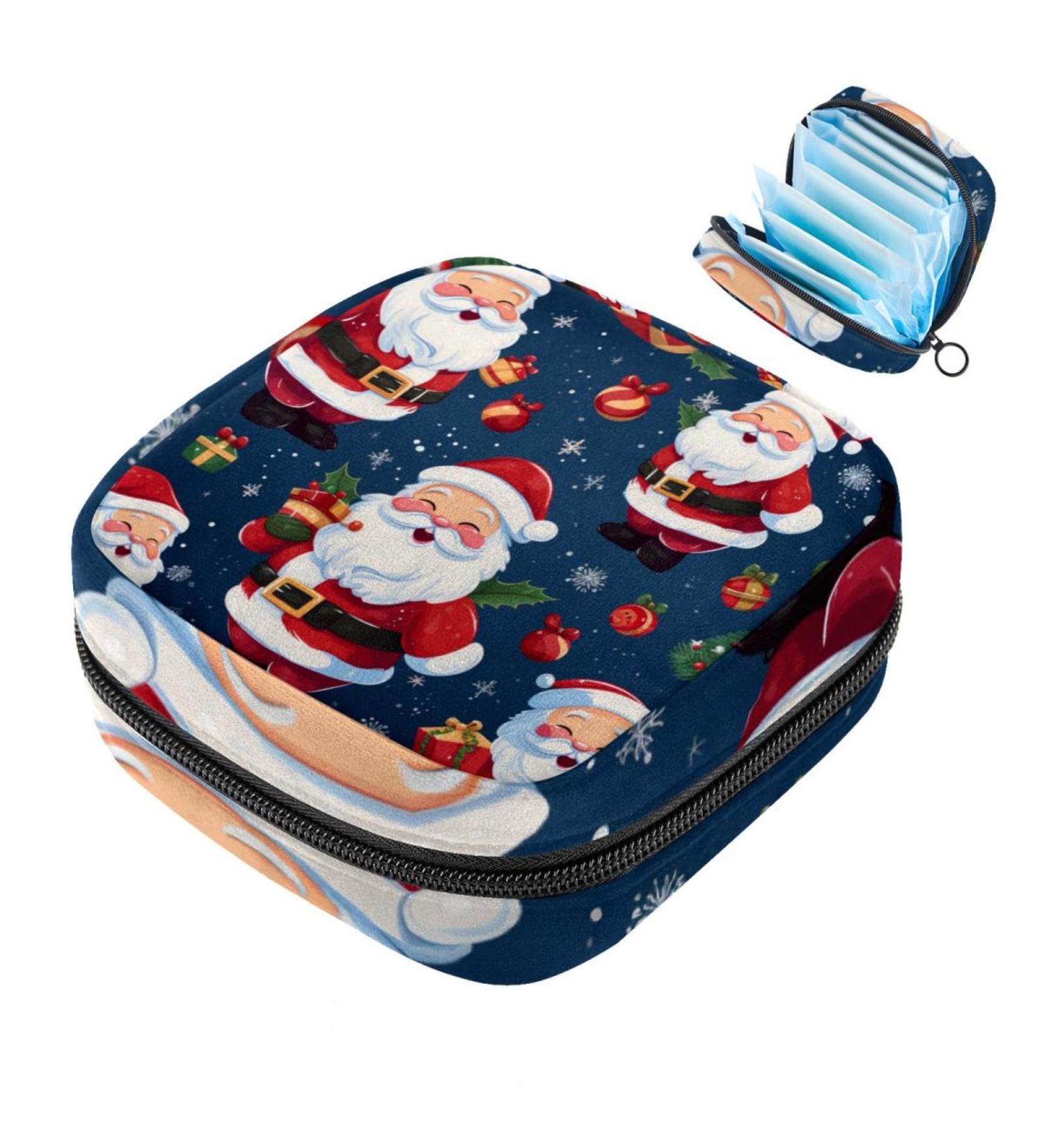 Menstruation Upholstered Bag for Women | Zip Sord Bag for Tampons | Merry Christmas Pattern - 1 Count - Buy Online on GoSupps.com