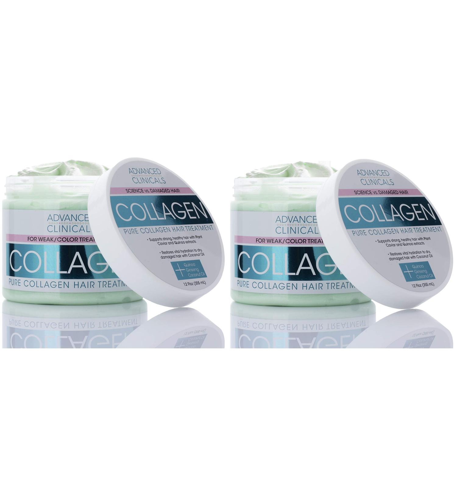 Advanced Clinicals Collagen Hair Mask Treatment - Fortifying Protein Conditioner for Color Treated Hair - 12 Fl Oz (2-Pack) - Buy Online on GoSupps.com