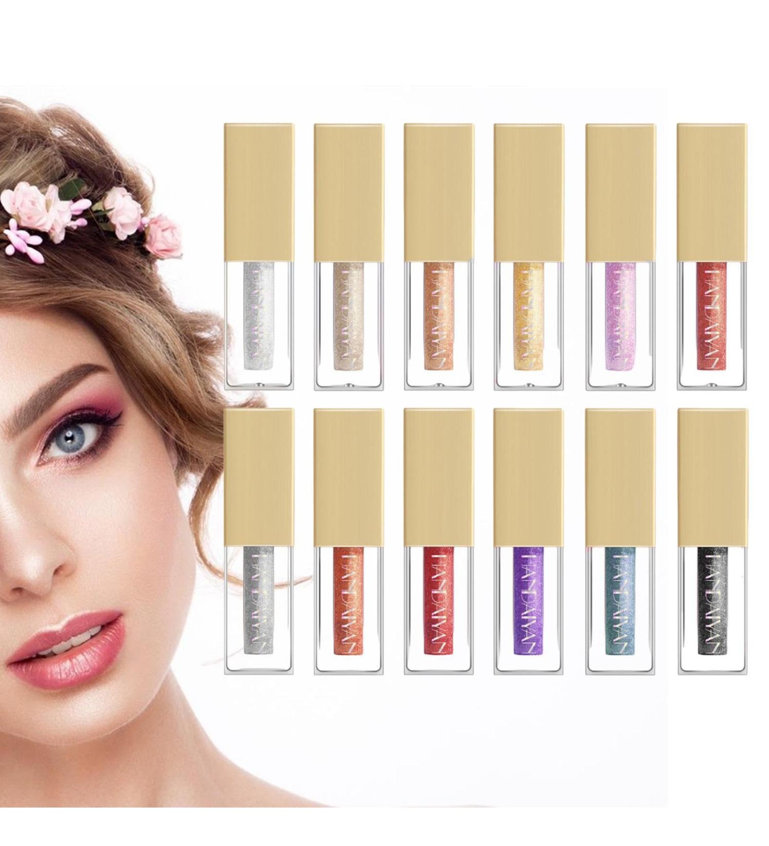 Eye Gloss Eyeshadow | 12 Colors Brilliant Gel Highlighter | Waterproof Long Lasting Quick-Drying Brilliant Gel Highlighter Sparkling Shimmer Eyeshadow Pologmase - Buy Online on GoSupps.com