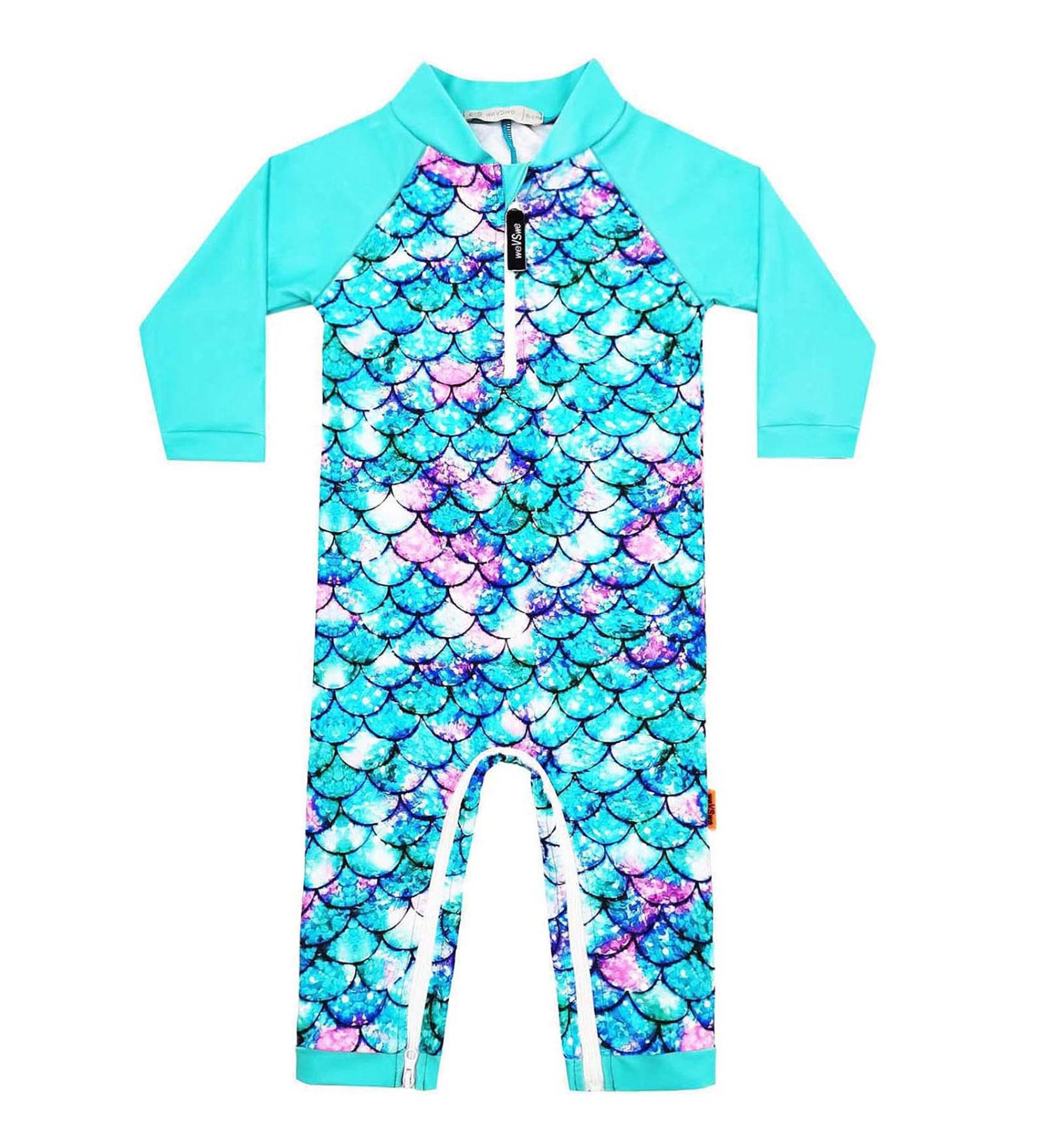 weVSwe Baby Toddler Boy Swimsuit UPF 50+ Sun Protection Rash Guard Swimwear | Green Fish Scales | 12-18 Months - Buy Online on GoSupps.com