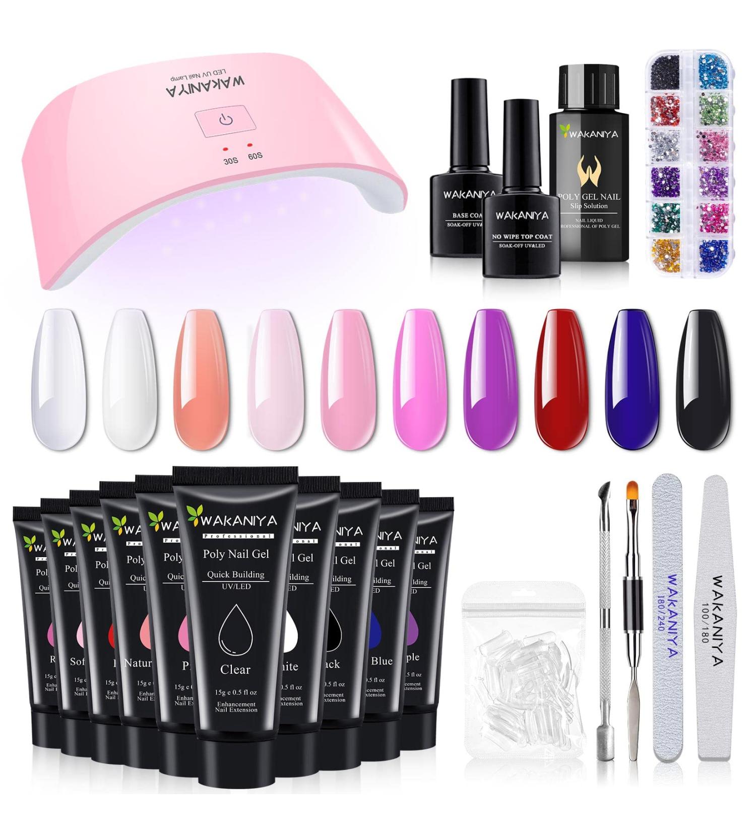 Complete Poly Gel Nail Kit - 10 Colors UV Lamp & Accessories for DIY Manicure | Perfect Gift for Beginners & Home Use - Buy Online on GoSupps.com