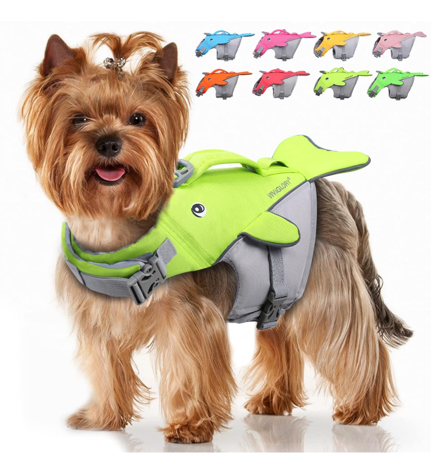 Vivaglory Dog Life Jacket for Small & Medium Dogs - Adjustable Neon Yellow Swimming Vest XS (43-51 cm) - Easy to Use & Comfortable Fit - Buy Online on GoSupps.com