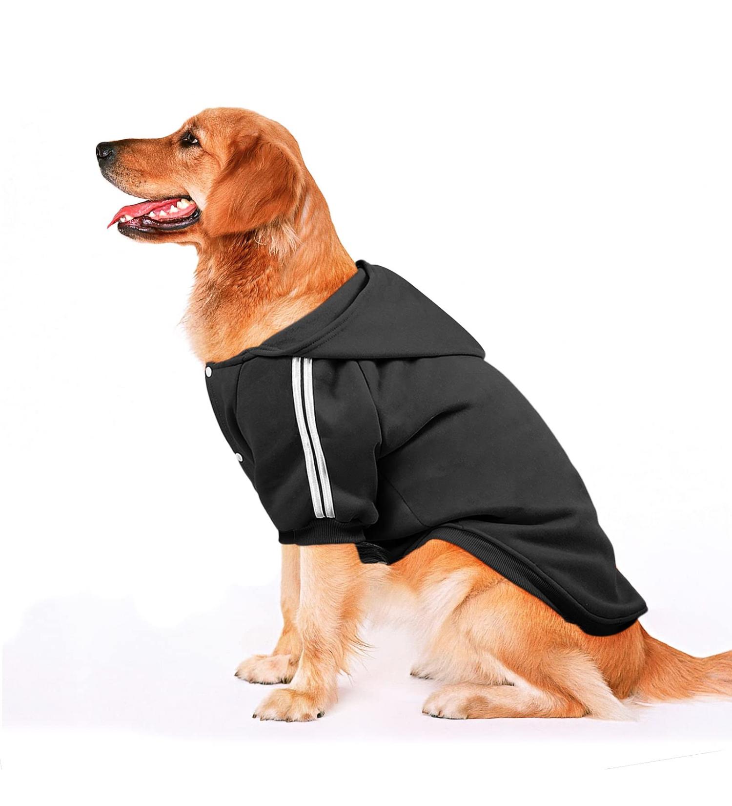 NAMSAN Dog Sweater | Warm Winter Clothes for Large Dogs | Black Button Design Hoodie - 4XL - Buy Online on GoSupps.com