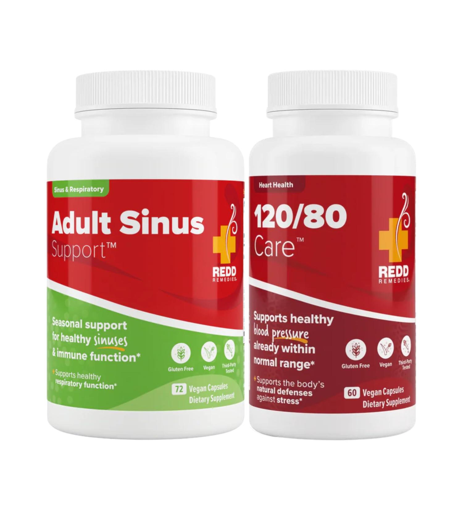 Redd Remedies Adult Sinus Support 72 Capsules and 120/80 Care 60 Capsules - Buy Online on GoSupps.com