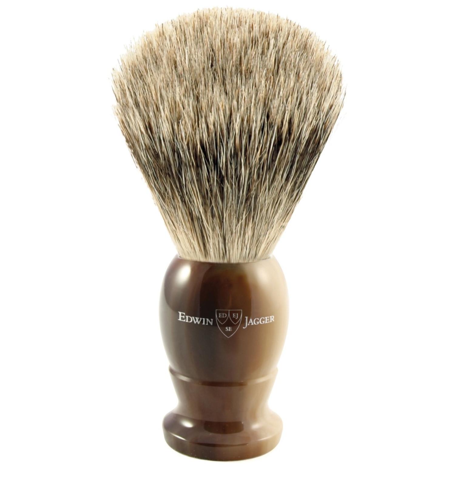 Shaving brush (small) badger hair horn look EDWIN JAGGER