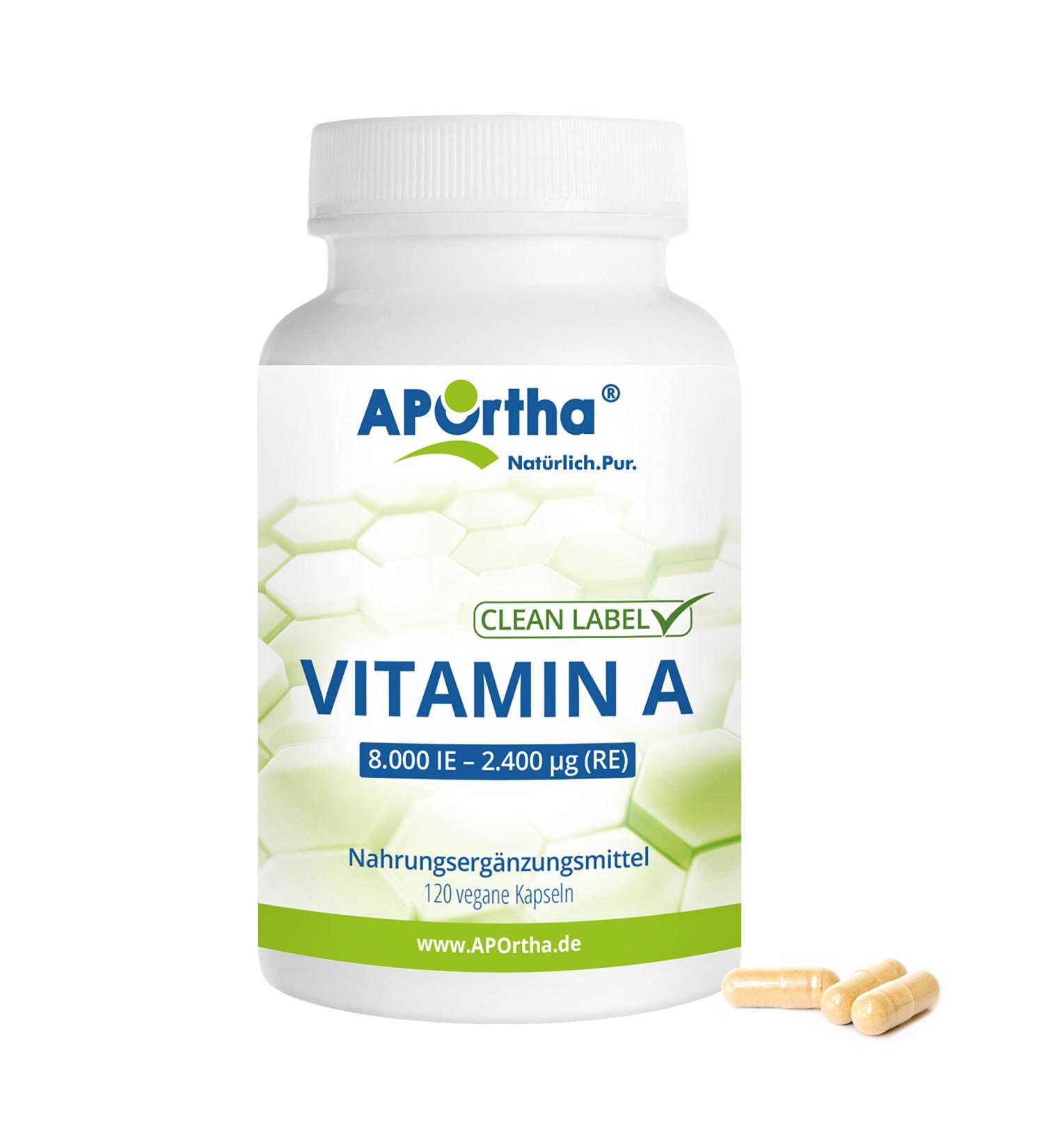 Aportha Vitamin A 8 000 IE - 120 Vegan Capsules | High Dose Allergen-Free & Gluten-Free Supplements - Buy Online on GoSupps.com