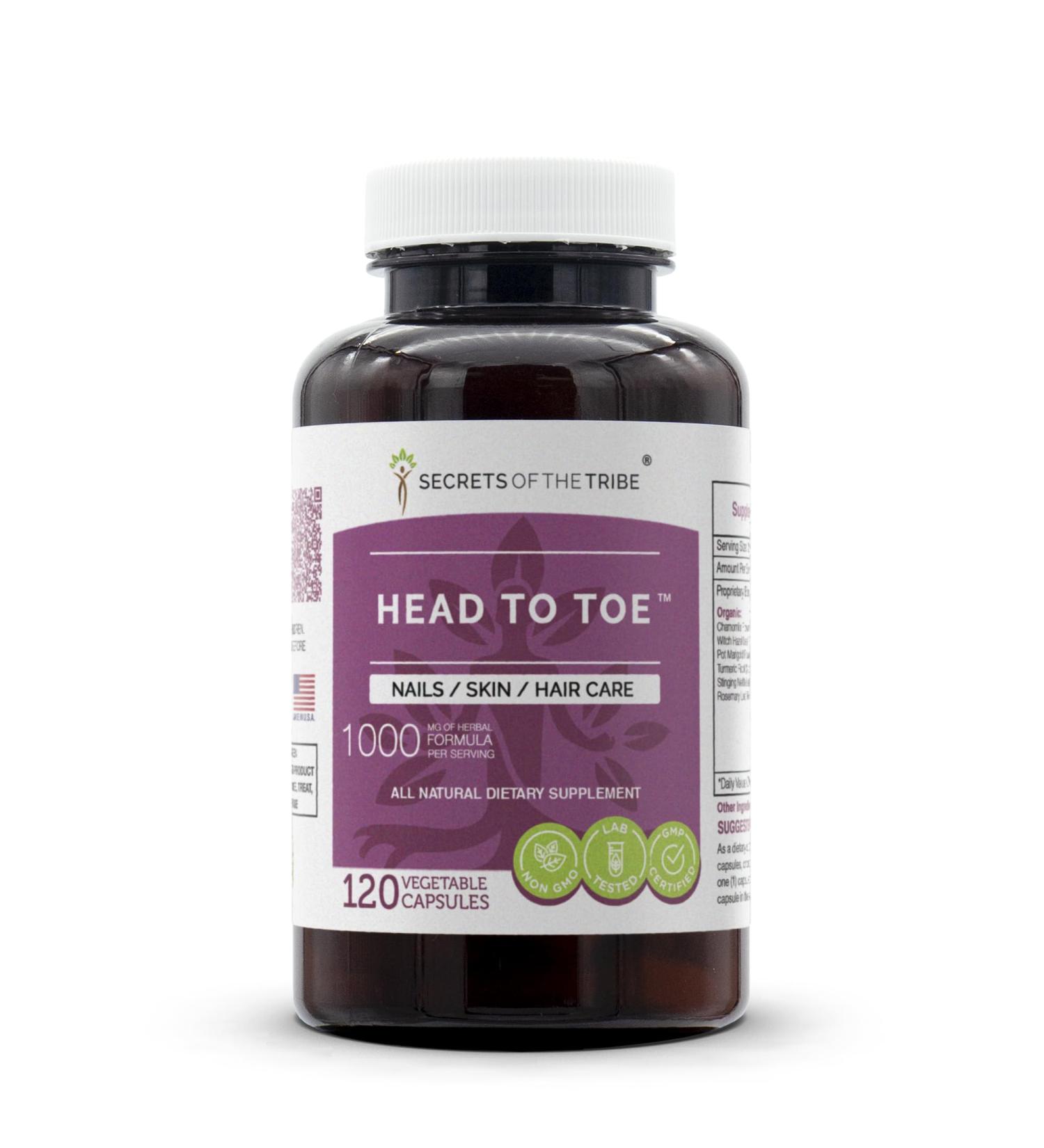 Head to Toe 120 Capsules, 1000 mg, Chamomile, Witch Hazel, Pot Marigold, Turmeric, Stinging Nettle, Rosemary. Nails/Skin/Hair Care (120 Capsules) 120 Count (Pack of 1) - Buy Online on GoSupps.com