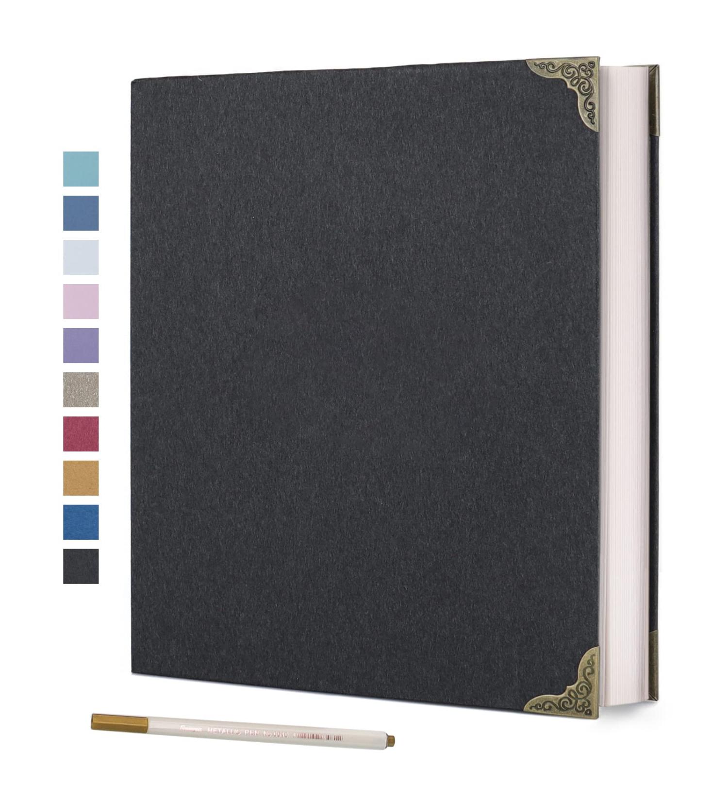 Vienrose Self Adhesive Photo Album & Scrapbook Kit - 40 Pages Hardcover for Anniversary, Wedding, Friends & Kids - 9'' x 10.6'' - Black - Buy Online on GoSupps.com