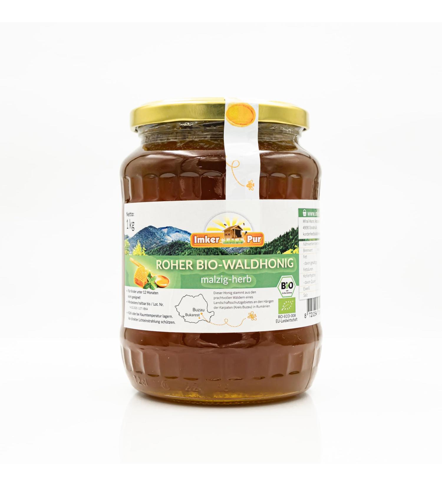 Organic Raw Forest Honey 1000g | Pure Unheated Natural Beekeeping with Pollen & Beeswax - International Shipping Available - Buy Online on GoSupps.com