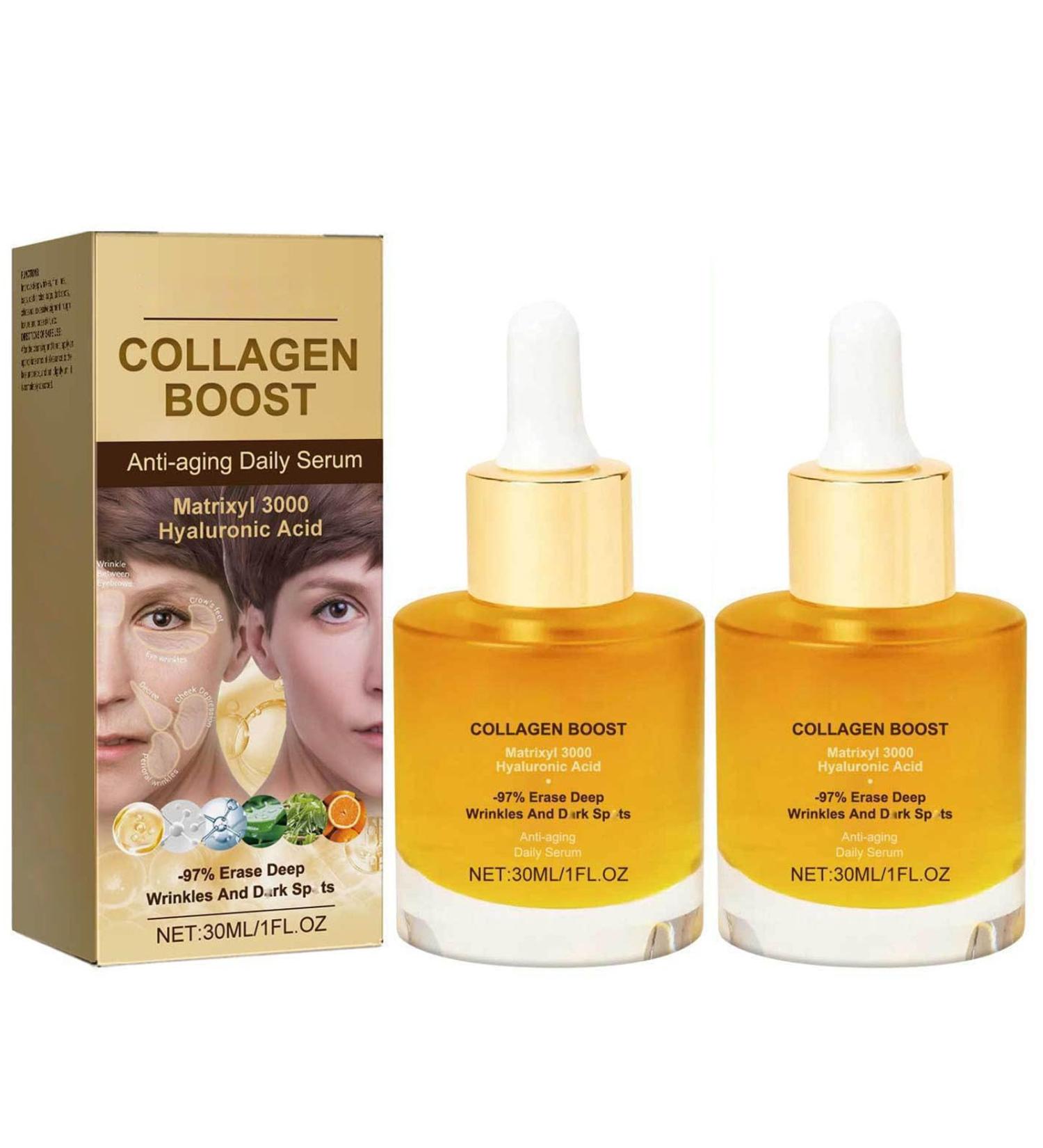 ARCHIDATE Collagen Boost Anti-Aging Serum 2Pcs Deep Collagen Peptide Anti Wrinkle Serum with Hyaluronic Acid Reduces Wrinkles & Fine Lines Lift and Tighten Sagging Skin to Restore Skin Elasticity - Buy Online on GoSupps.com