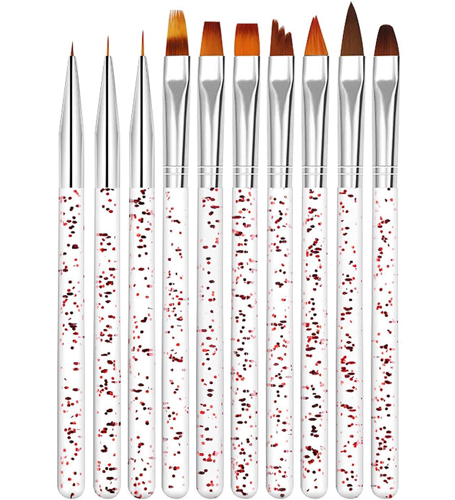 Voarge 10-Part Nail Brush Set - Art Painting & Drawing Brushes for UV Gel & Acrylic Nails - Pink Nail Art Accessories - Buy Online on GoSupps.com