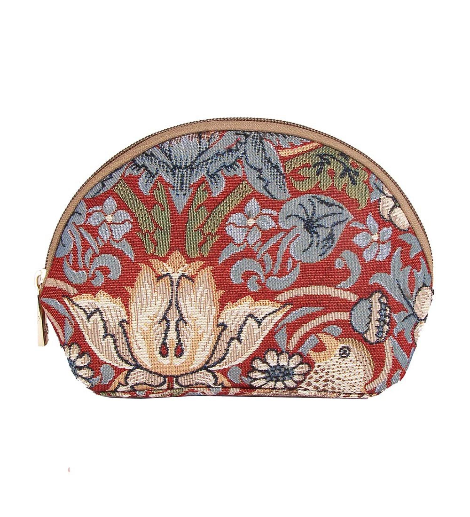 Buy William Morris Strawberry Thief Tapestry Makeup Bag - Red Travel Cosmetic Bag | International Shipping Available - Buy Online on GoSupps.com