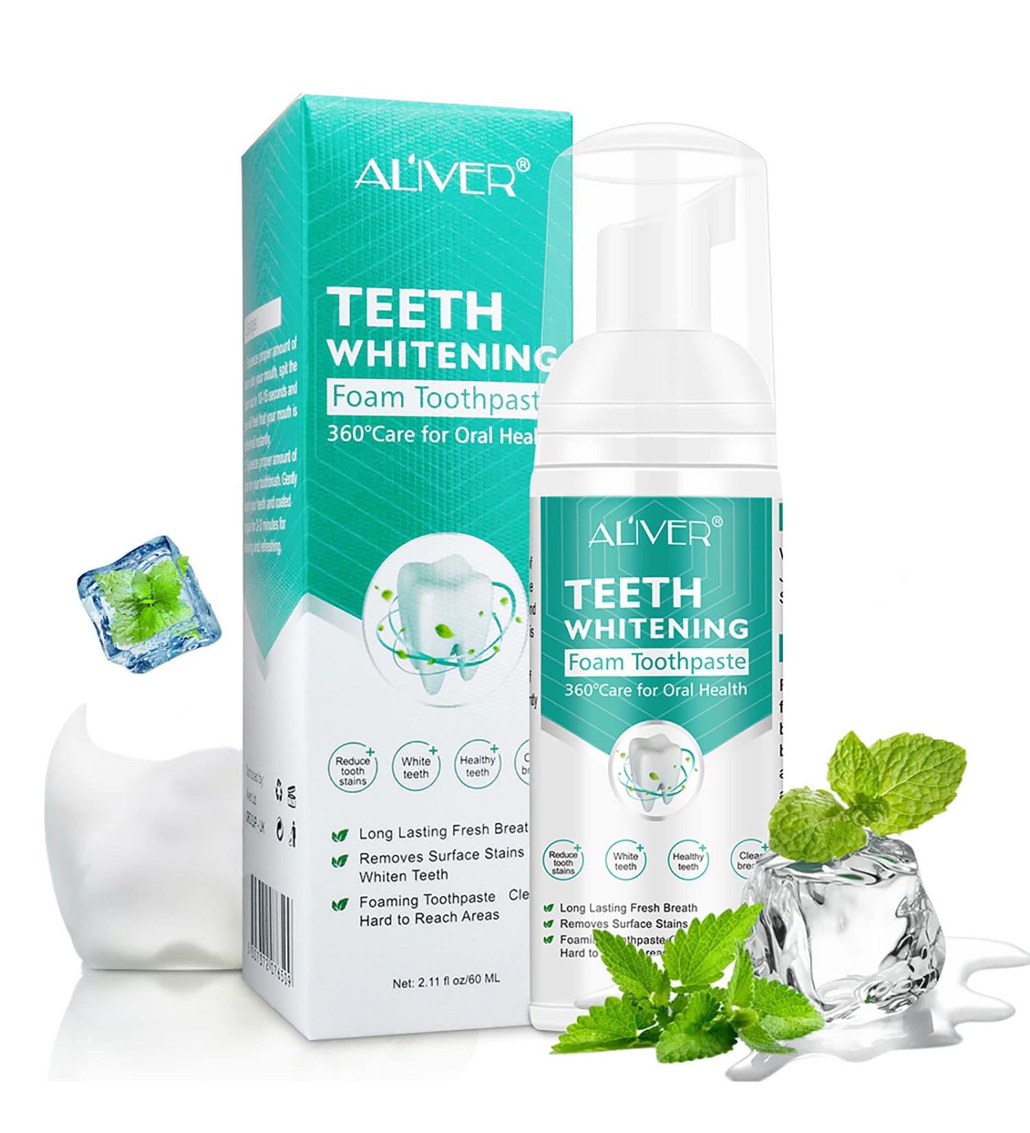 Whitening Toothpaste Mousse Mint Whitening Toothpaste Fluoride Free Toothpaste Baking Soda Toothpaste to Reduce Plaque Oral Care 60ml (1 PC) - Buy Online on GoSupps.com