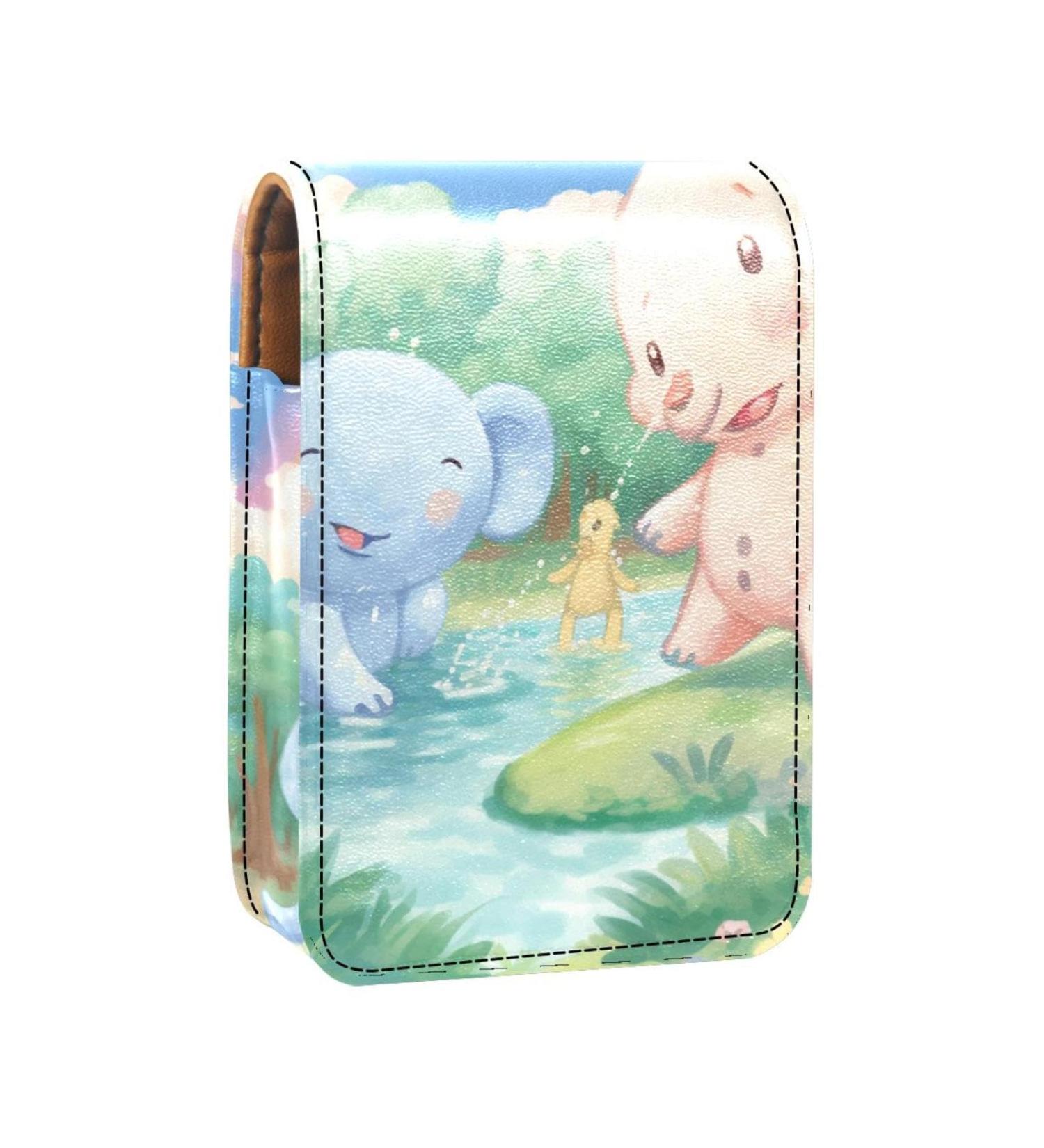 Travel Lipstick Organizer Case | Portable Makeup Bag with Mirror | Bear Bunny Elephant Design - Z838b2nsmk - Buy Online on GoSupps.com