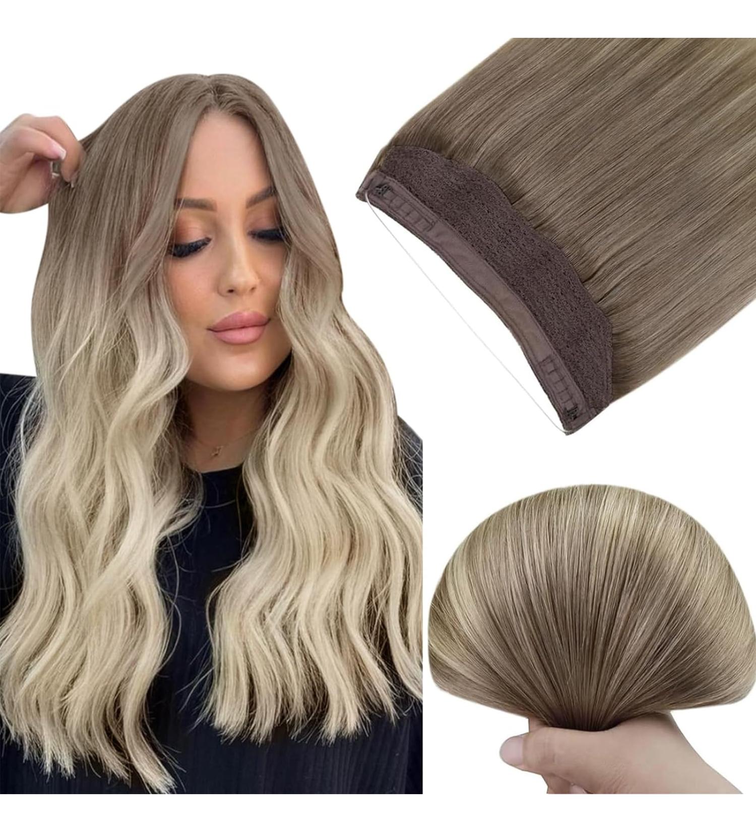 Easyouth Brown to Blonde Ombre Wire Hair Extensions | Real Human Hair | 80g 18 Inch | Invisible Fish Line Hair Balayage | #8/60 - Buy Online on GoSupps.com