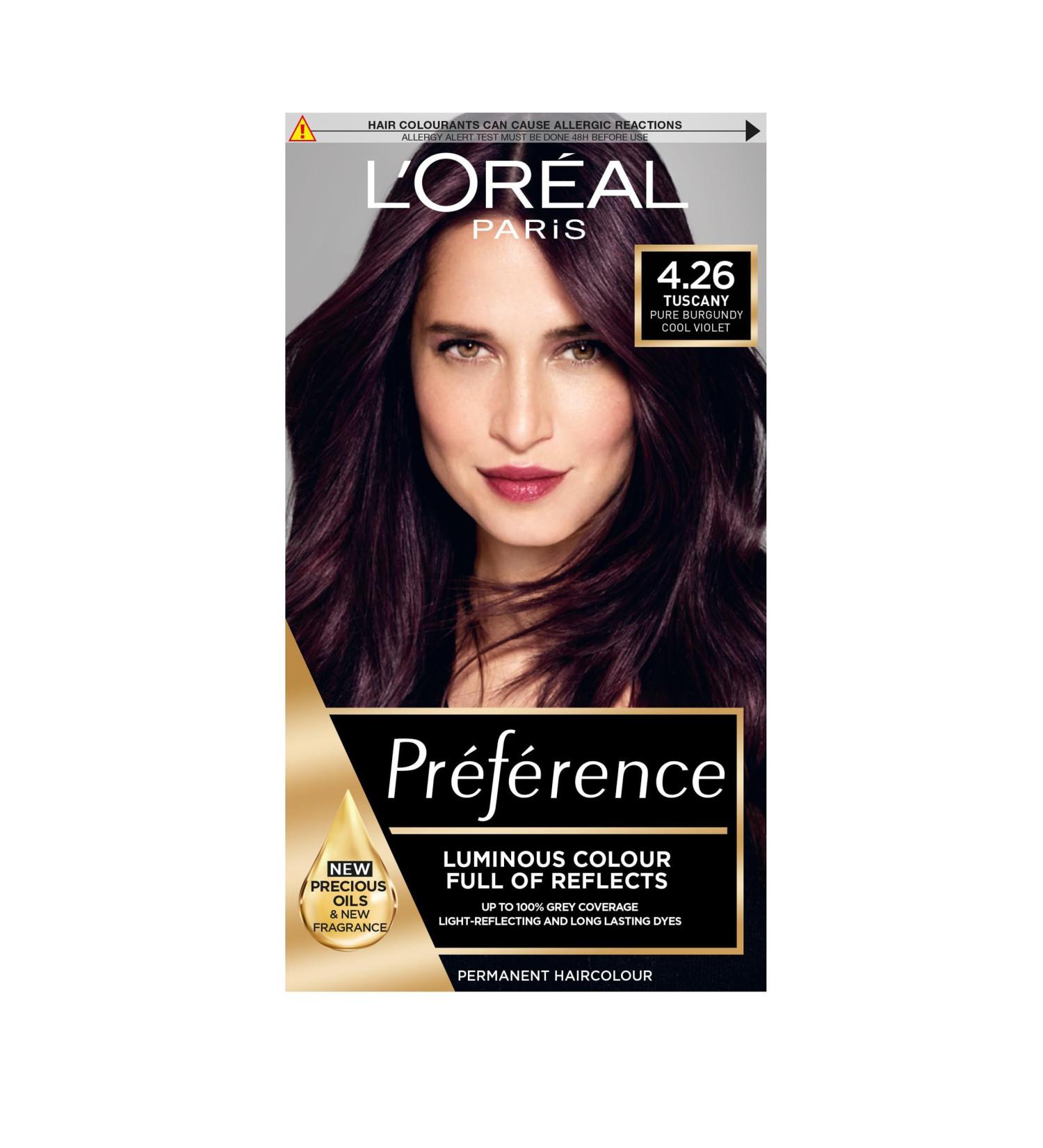 L'Oreal Paris Preference 4.26 Tuscany Permanent Hair Dye - Long-Lasting & Luminous Color - Buy Online on GoSupps.com