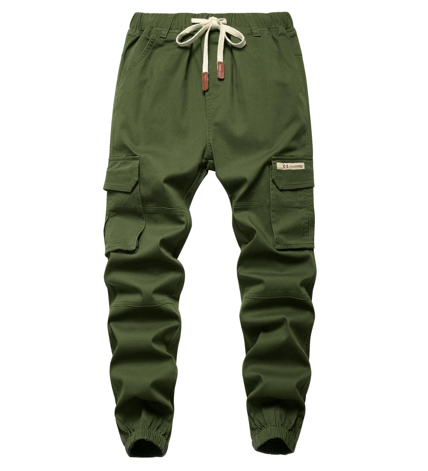 Buy YOUNGSOUL Boys Cargo Pants - Stretch Jogging & Leisure Pants Elastic Waist Army Green (164-170) - International Shipping Available - Buy Online on GoSupps.com