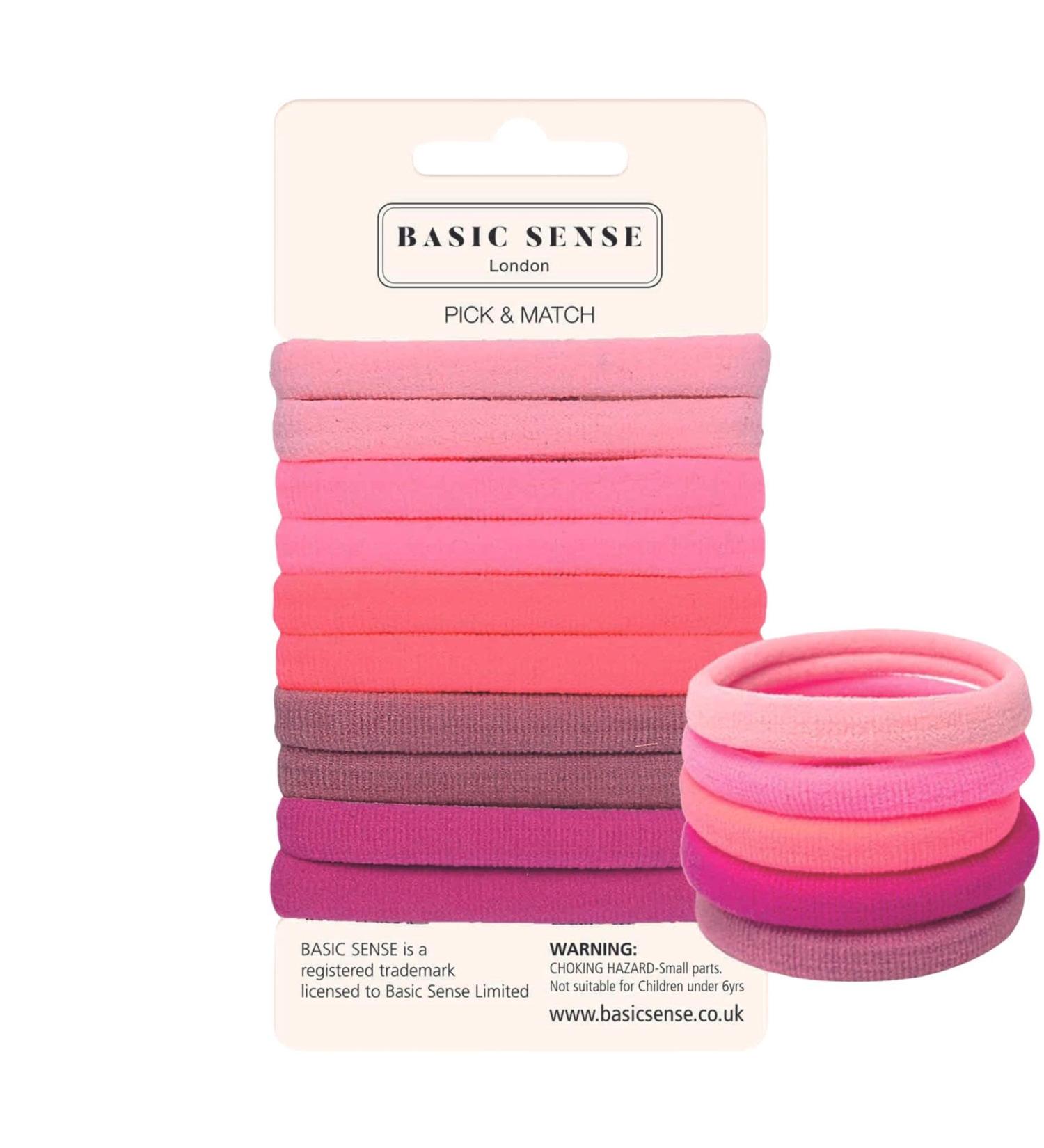 Basic Sense Regular Hair Ties - Premium Cotton Mixed Seamless Elastics Soft & Strong Hold Metal-Free for Daily Comfort Regular Pink M Pink - Buy Online on GoSupps.com