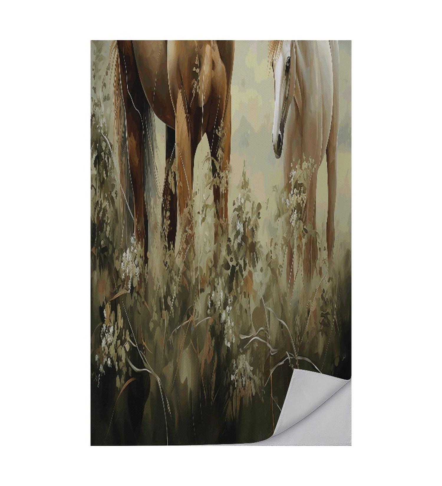 Quick Dry Towel with Horses Print - Perfect for Home Sports & Outdoor Use | Embroidered Animal Designs - Buy Online on GoSupps.com