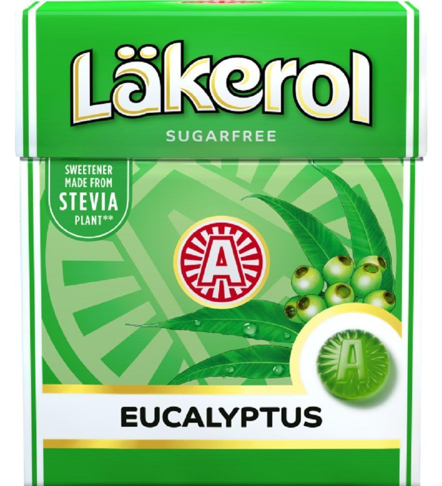 L kerol Eucalyptus - Lakerol Eucalyptus - Original Swedish Throat Sugar-Free Stevia Pastilles Box 25g x 4 pcs