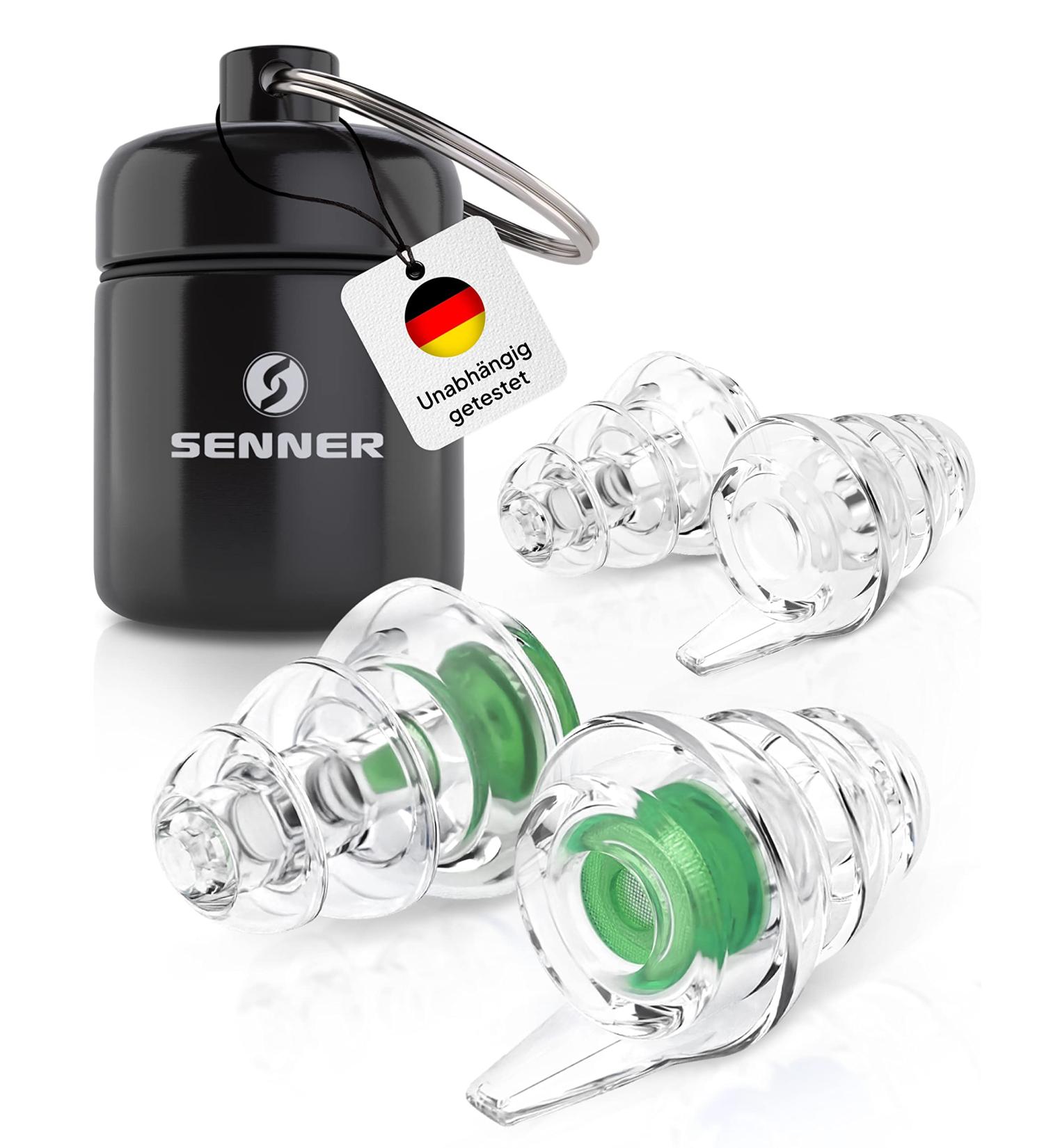 Senner Musicpro Hearing Protection Plugs for Festivals & Concerts | Eco-Friendly Earplugs in Green | Aluminum Case Included - Buy Online on GoSupps.com