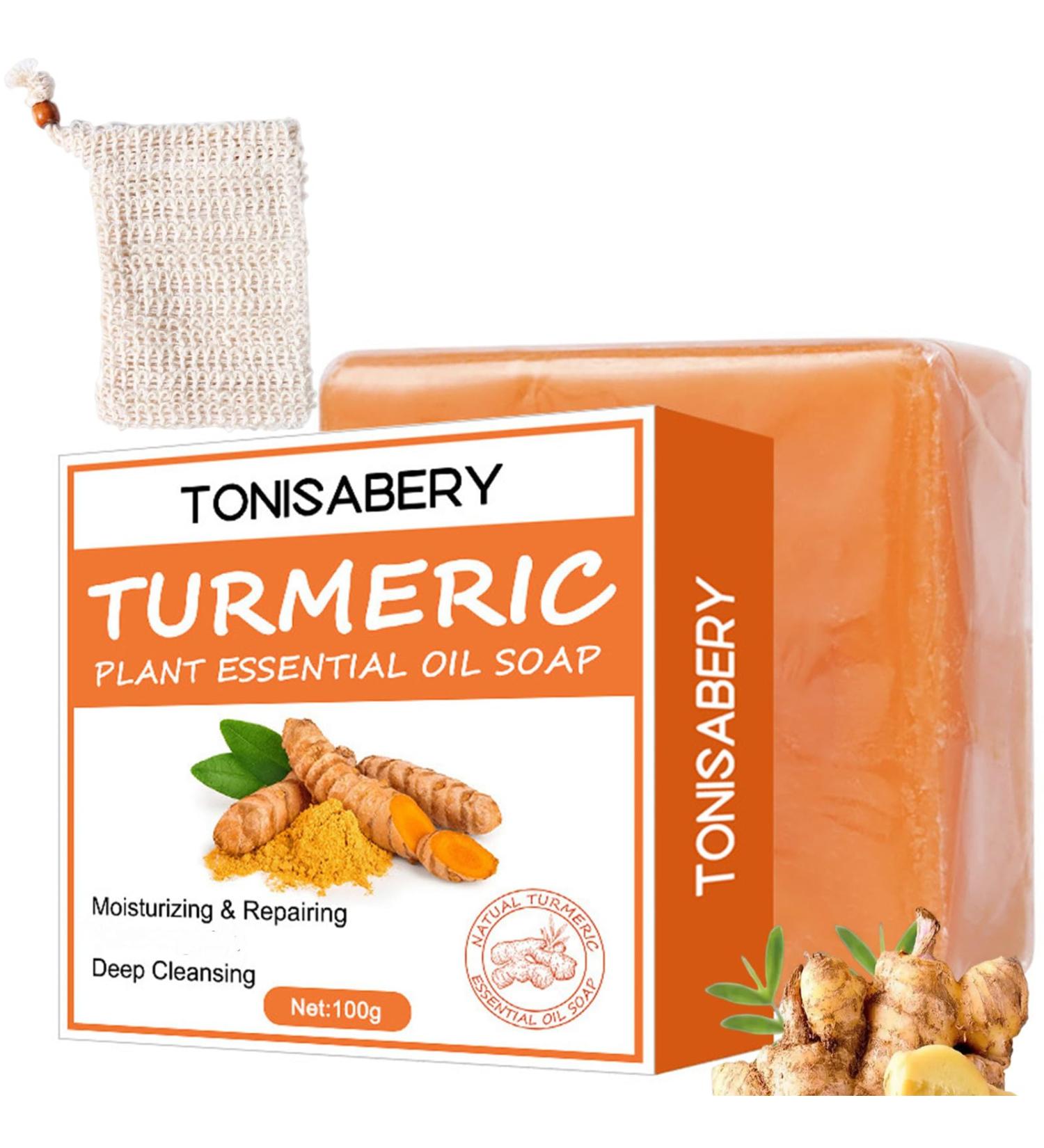 Buy Ginger Soap & Turmeric Handmade Bar - Moisturizing & Deep Cleansing with Soap Saver Bag - International Shipping Available - Buy Online on GoSupps.com