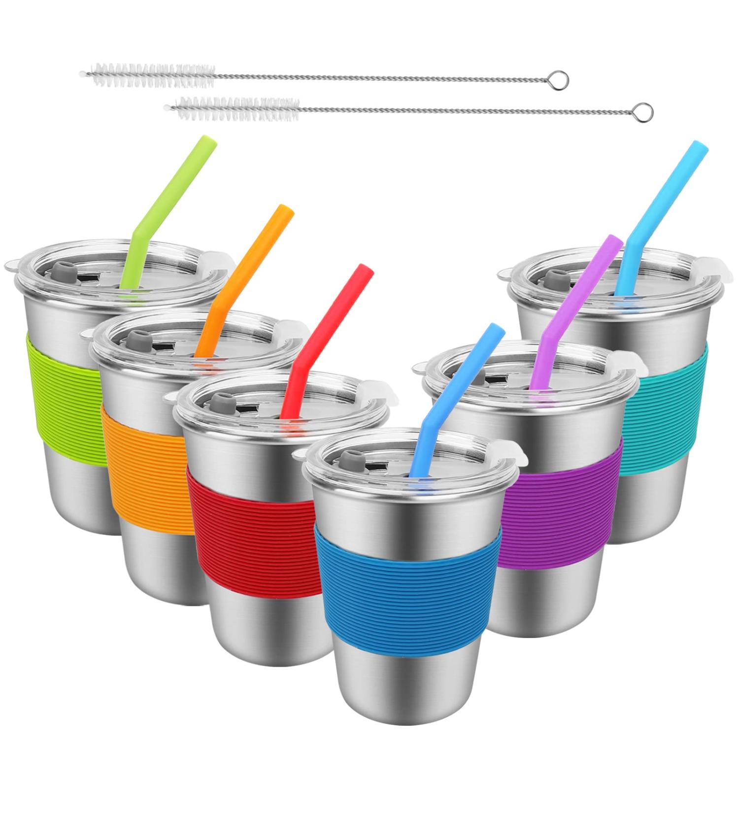 6 Pack Kids Stainless Steel Tumblers with Lids & Straws - 12oz Spill Proof Cups | BPA-Free, Unbreakable & Reusable | for Toddlers, Children, Adults - Ideal for Outdoor Use - Buy Online on GoSupps.com