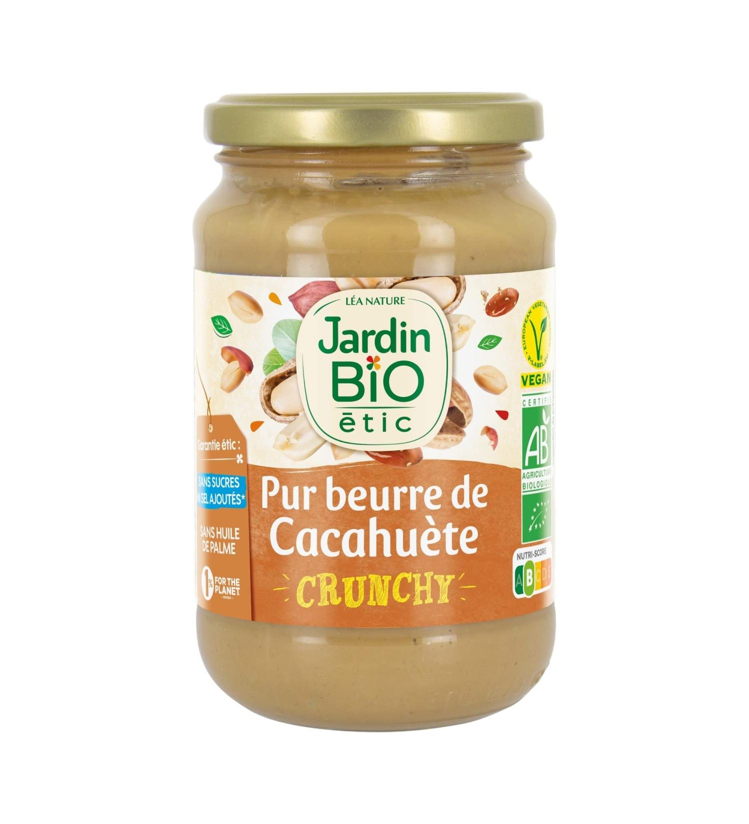 Jardin BiO tic - Pure Organic Crunchy Peanut Butter - 100% Peanut - Certified Organic AB - No Addition of Salt Sugar or Palm Oil - 350g Jar - Buy Online on GoSupps.com