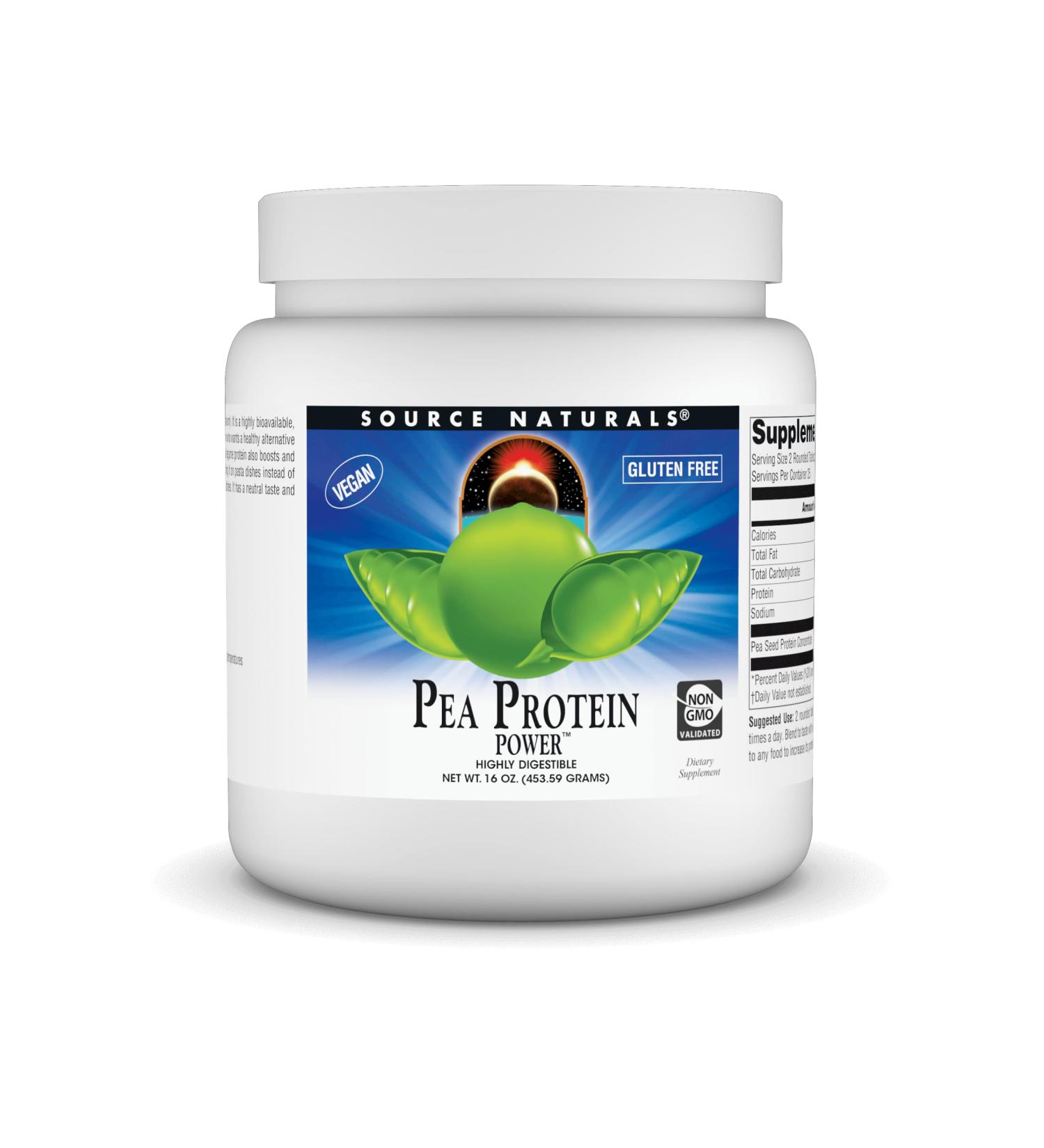 Source Naturals Pea Protein Powder - Vegan Non-Dairy Gluten Free Sugar Free - 16oz Plant-Based Protein for Easy Digestion - Buy Online on GoSupps.com
