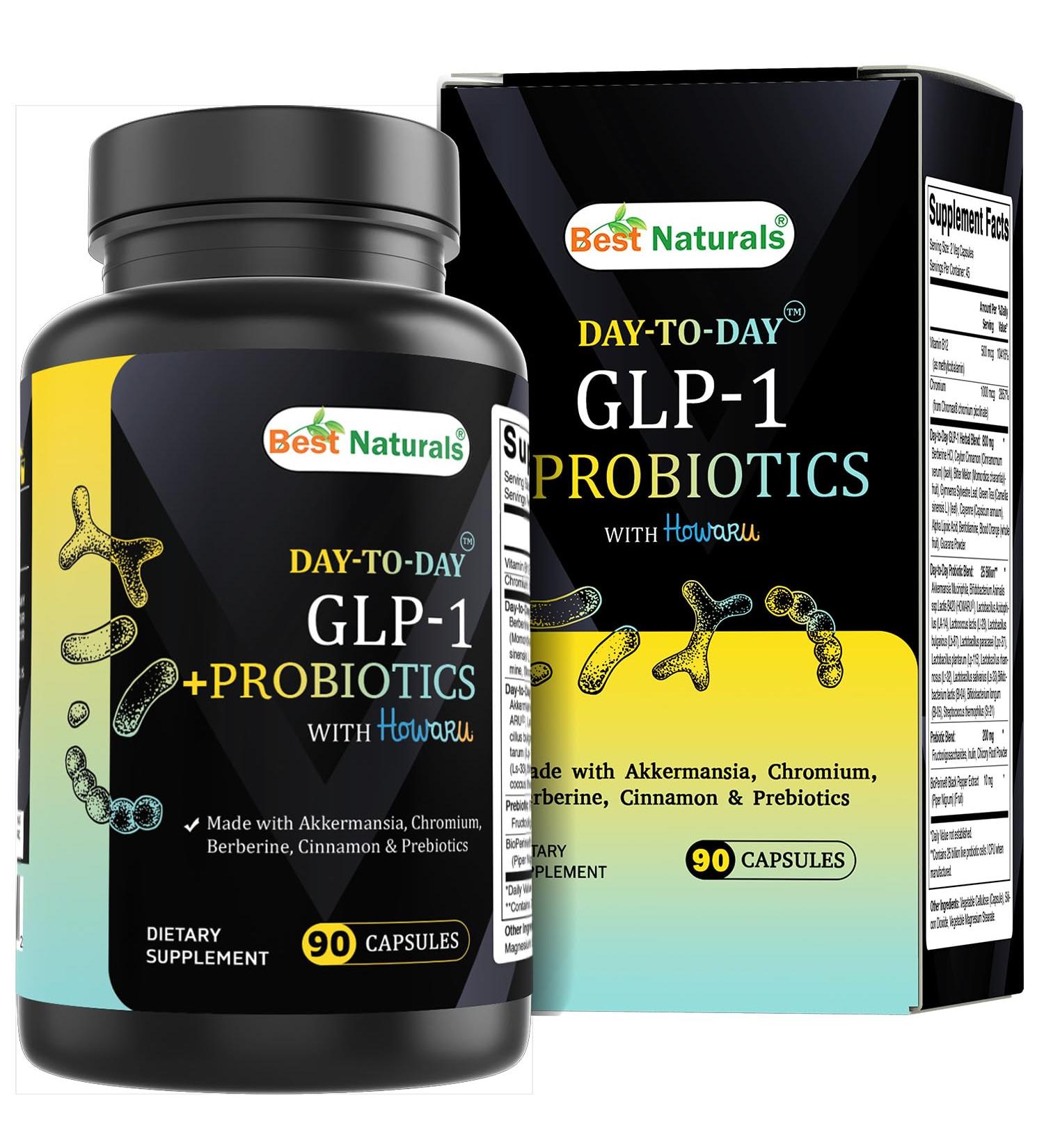 Best Naturals Day-to-Day GLP-1 + Probiotics Supplements 90 Veg Capsules - Made with Akkermansia Chromium Berberine Cinnamon & Prebiotics. - Buy Online on GoSupps.com