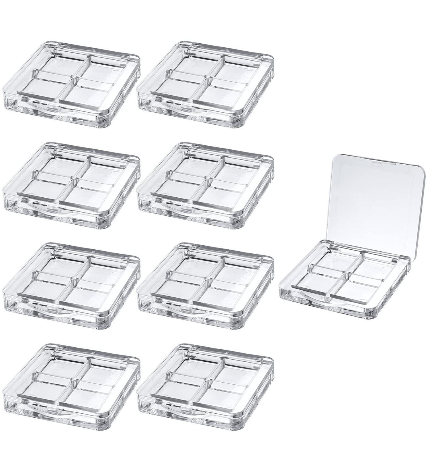 BEEFLYING 9pcs Transparent Empty Eyeshadow Palette - 4 Compartment Cosmetic Organizer for Eyeshadow & Lipstick Storage - Buy Online on GoSupps.com