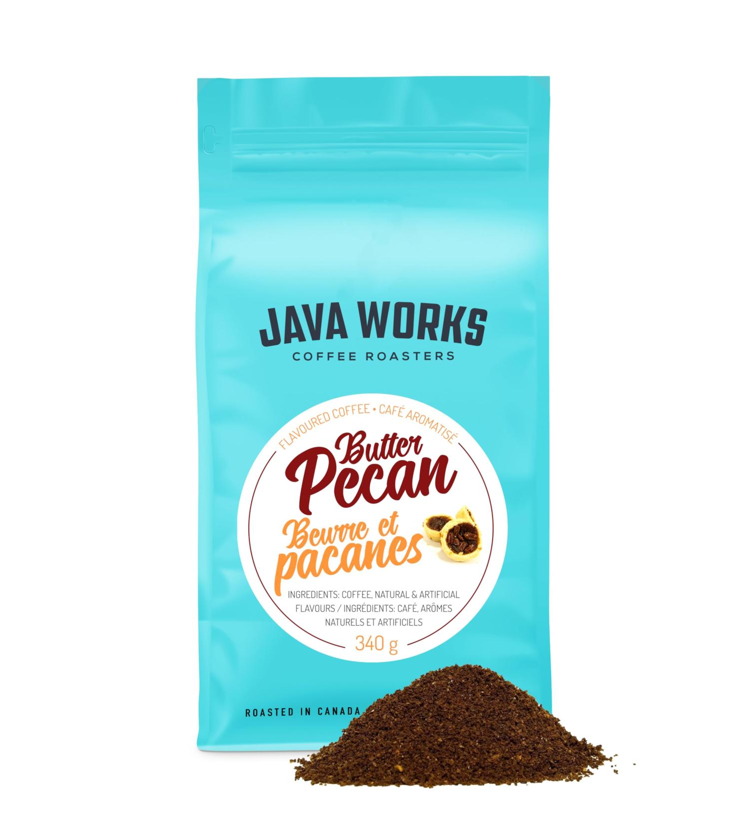Java Works Coffee Butter Pecan Flavoured Coffee *Ground* 340 Grams - Buy Online on GoSupps.com