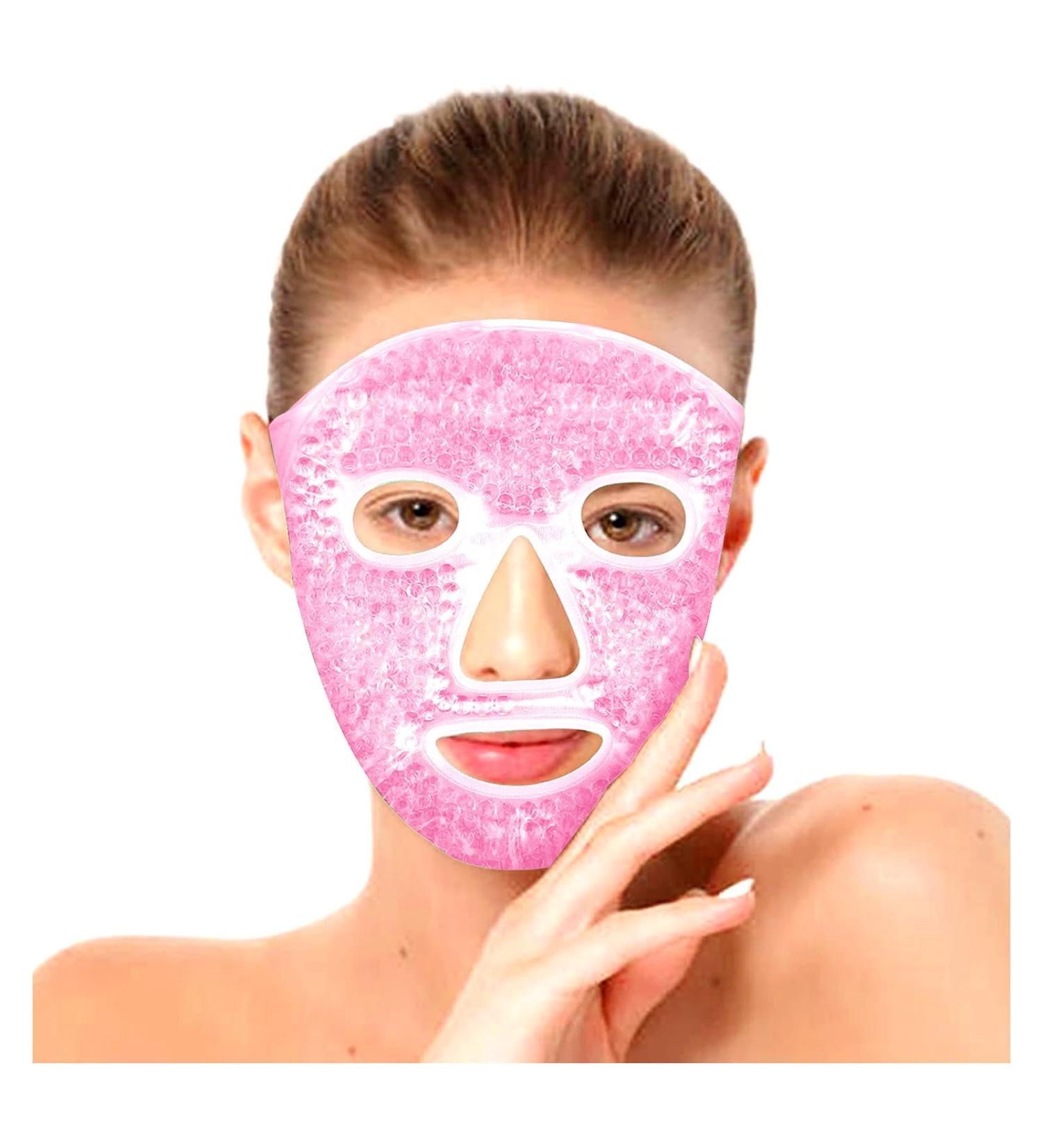 MUNSKT Cooling Mask Gel Beads Hot & Cold Soothing Therapy Reusable Ice Mask with Elastic Band for Migraine Sinus Pain Inflammation Face Puffiness Dry Eyes Headache Hangover - Buy Online on GoSupps.com