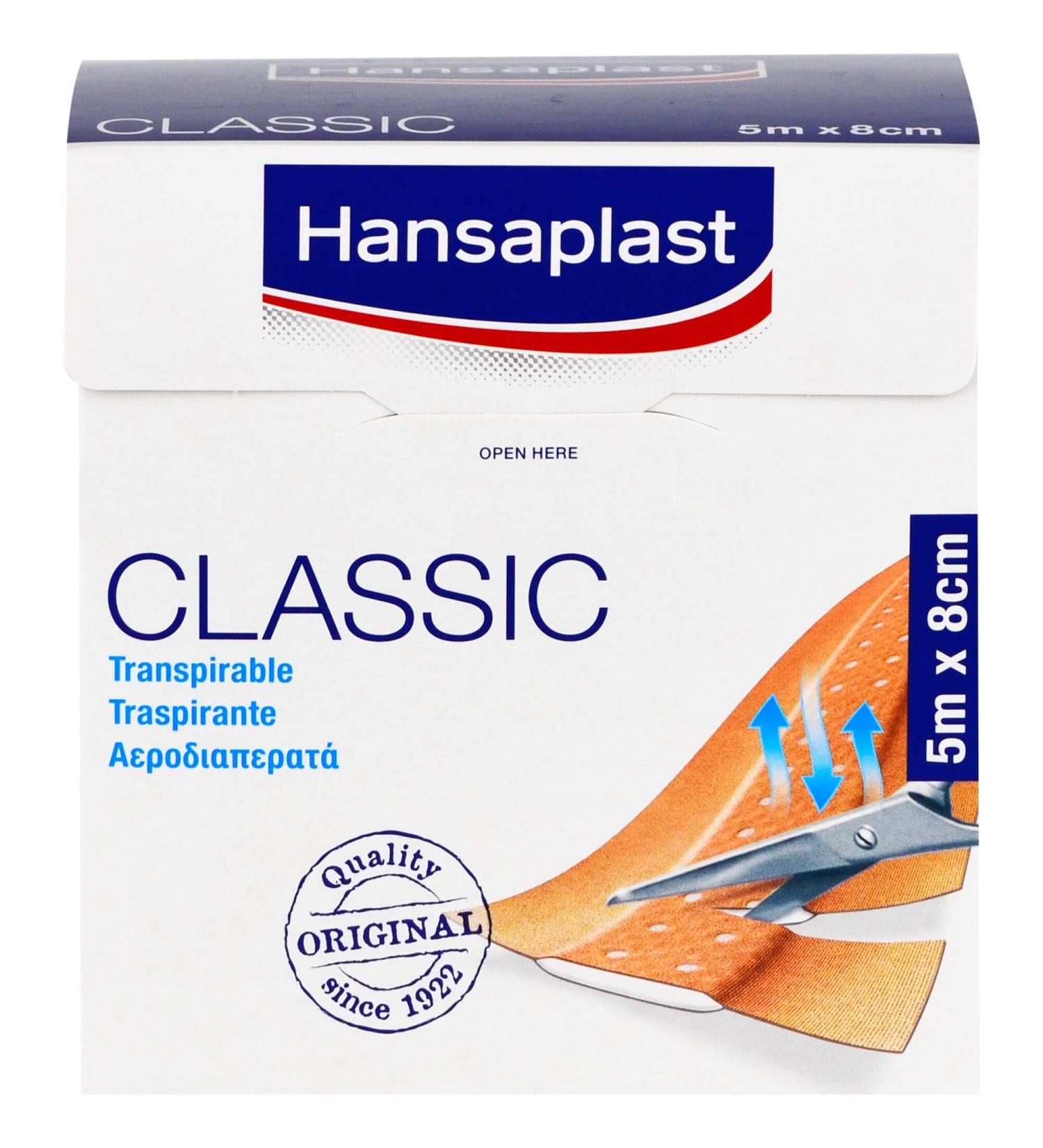 Hansaplast Classic Pflasters - Cutable Wound Plasters (5m x 8cm) | Extra Strong Adhesive Flexible & Breathable Bandage | 1 Pack - Buy Online on GoSupps.com