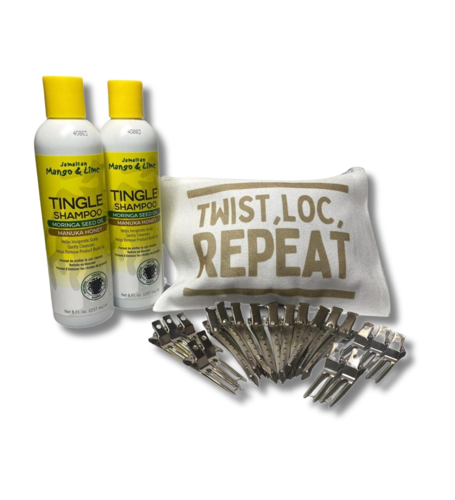 Dreadlock Shampoo hair care Bundle with 2 Pack of Jamaican Mango & Lime Tingle Shampoo 8oz| 1 Unibeauties Case with10 duckbill 10 Curl Clips and Case for loc retwists. - Buy Online on GoSupps.com