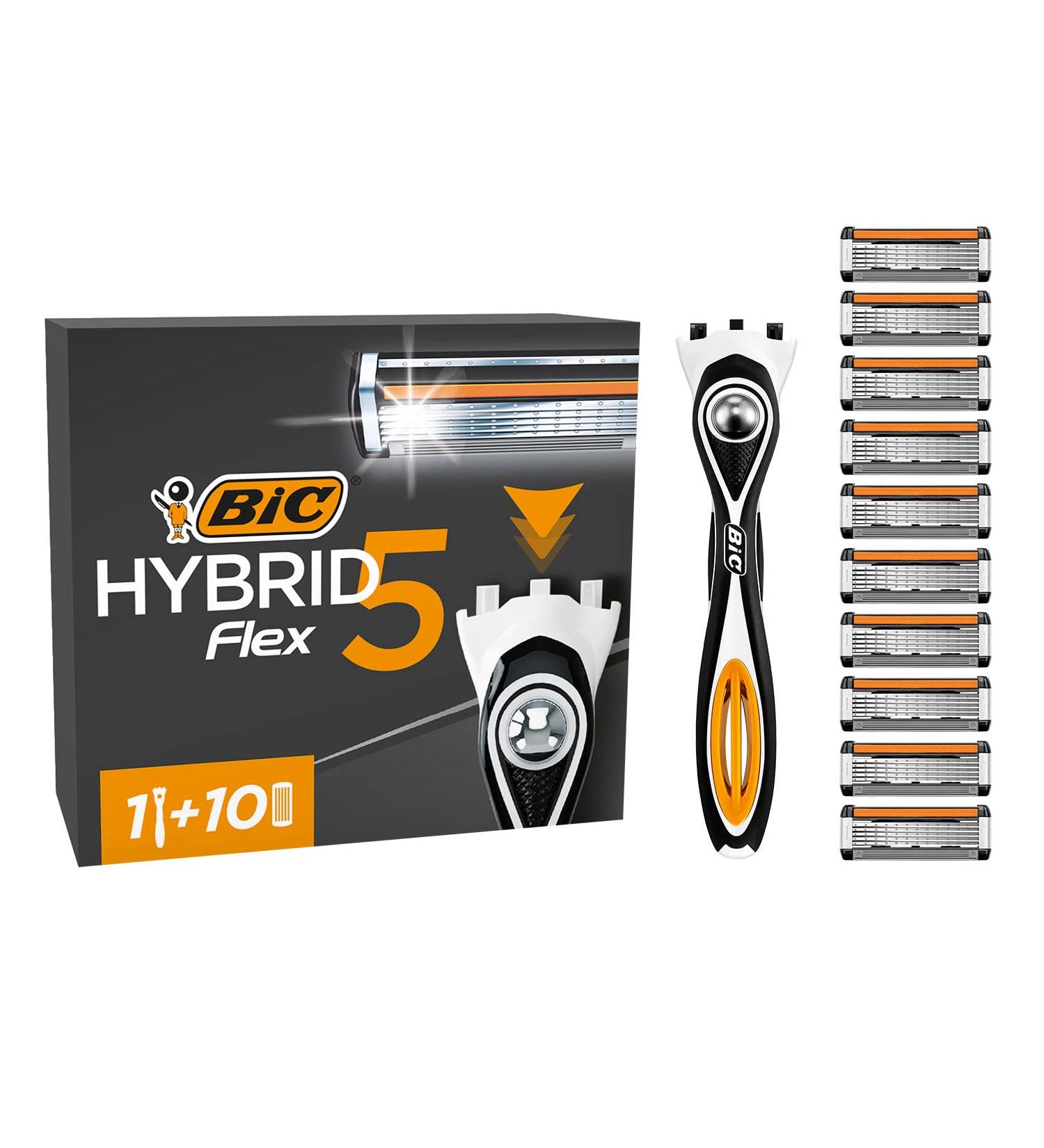 BIC Hybrid 5 Flex Razor for Men - Wet Razor with 10 Refill Blades Aloe Vera & Vitamin E Precision Trimmer - Shop Internationally - Buy Online on GoSupps.com